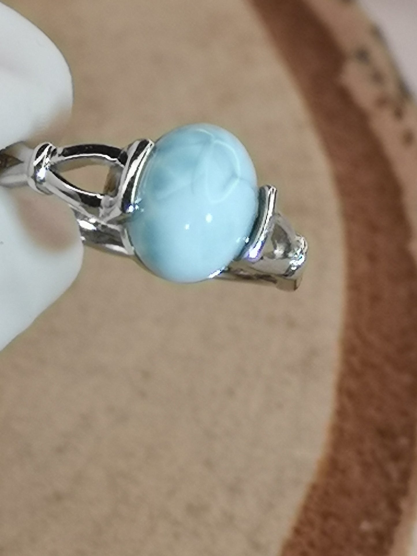 Larimar Edelstein Kupfer Ring verstellbar