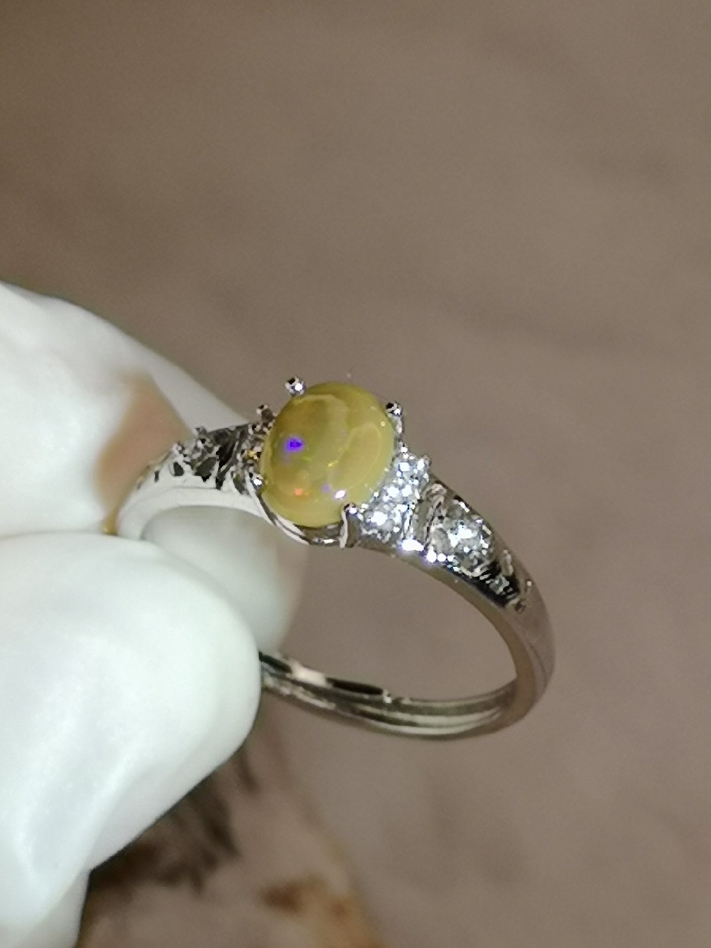 Opal Edelstein, Kupfer Ring, verstellbar