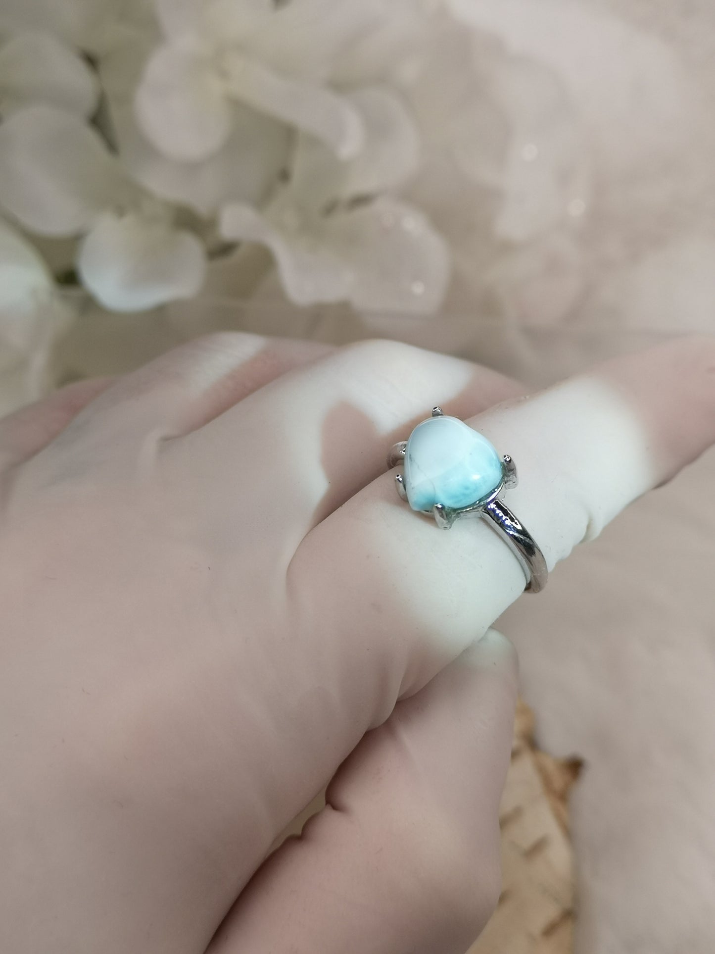Larimar Edelstein, Kupfer Ring verstellbar