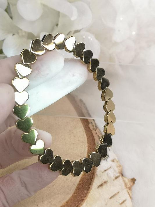 Pyrit Herz Armband, dehnbar