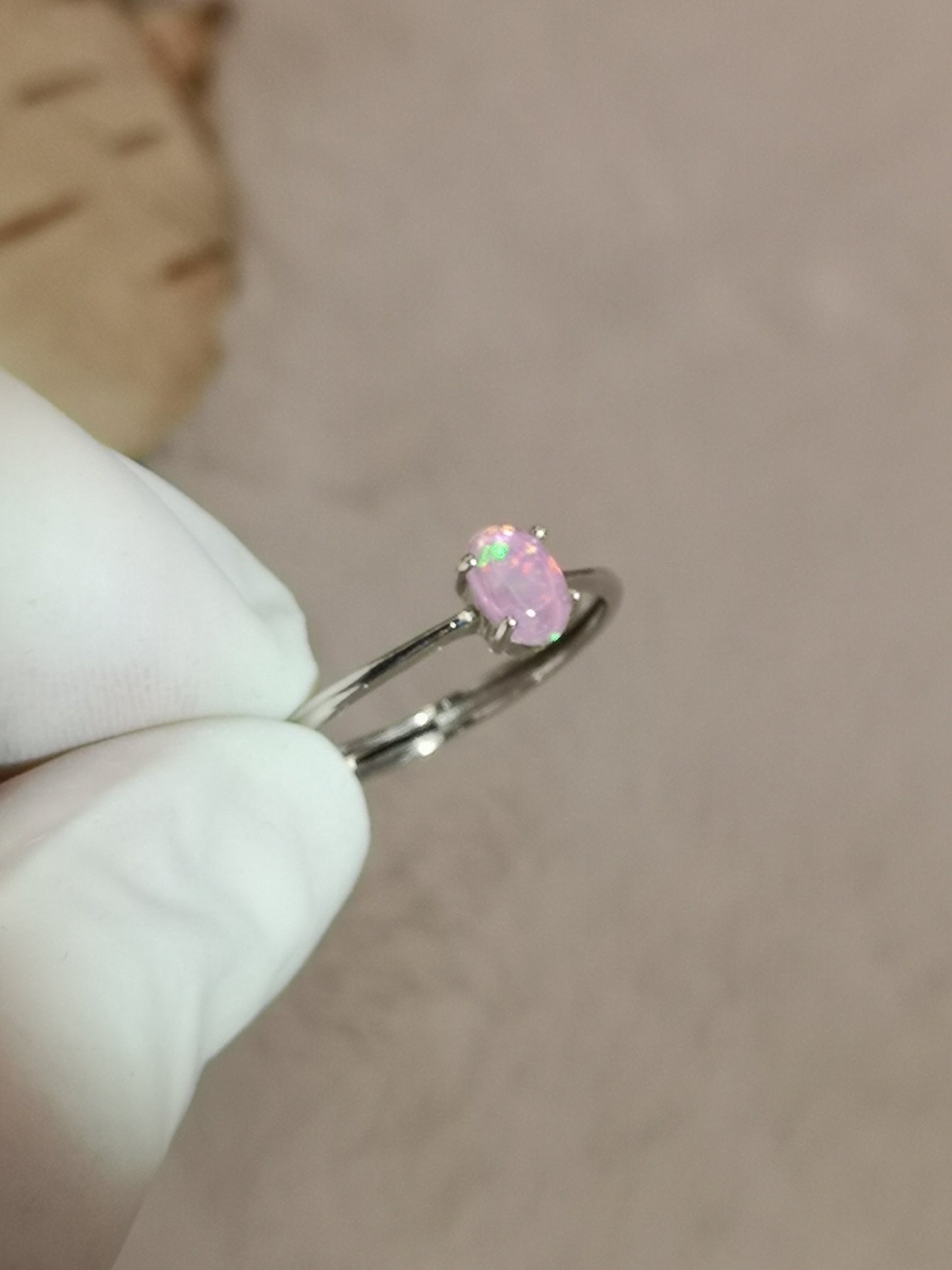 Rosa Opal Edelstein, 925 Silber Ring