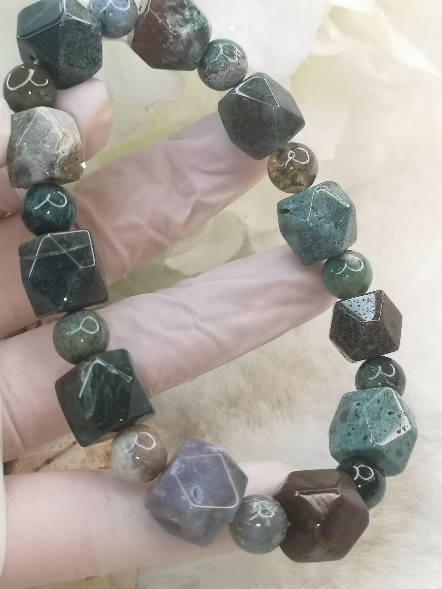 Moos Achat Edelstein, Armband