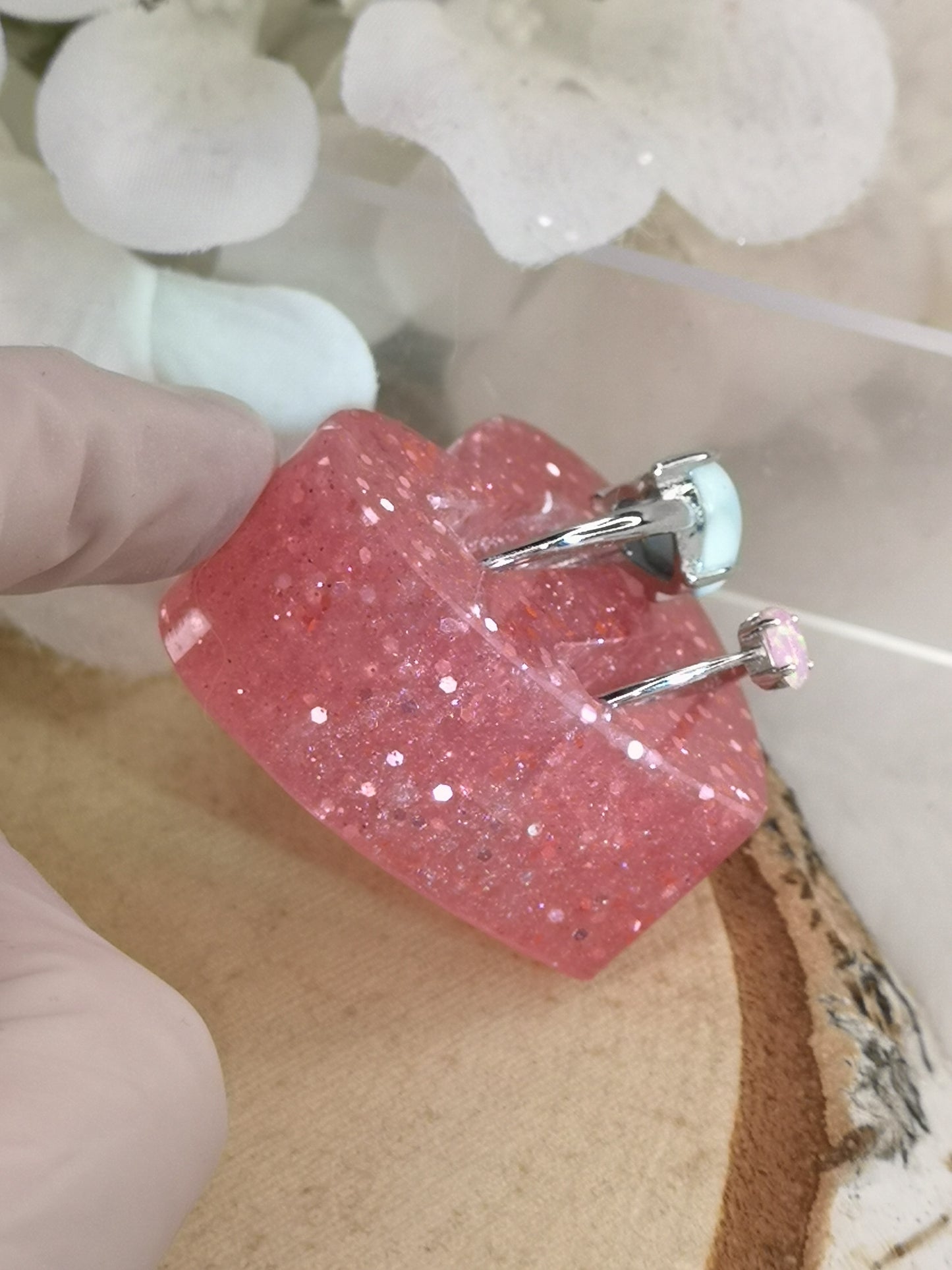 Herz Ring Halter aus Kunstharz Unikat Resinart Handmade #dayza