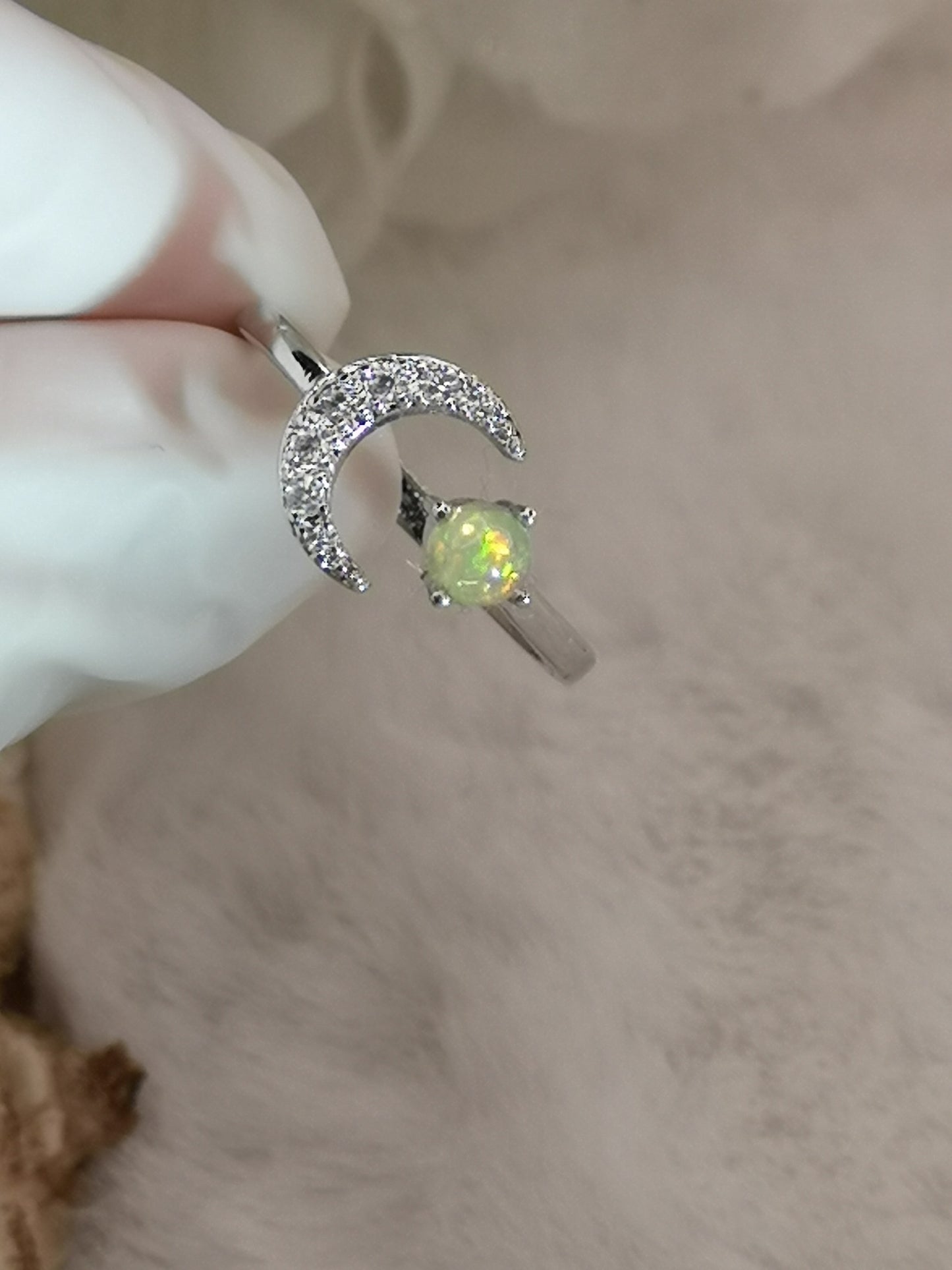 Opal Edelstein Kupfer Ring verstellbar