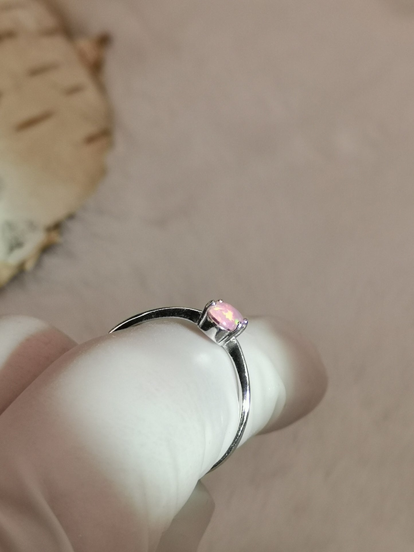 Rosa Opal Edelstein, 925 Silber Ring