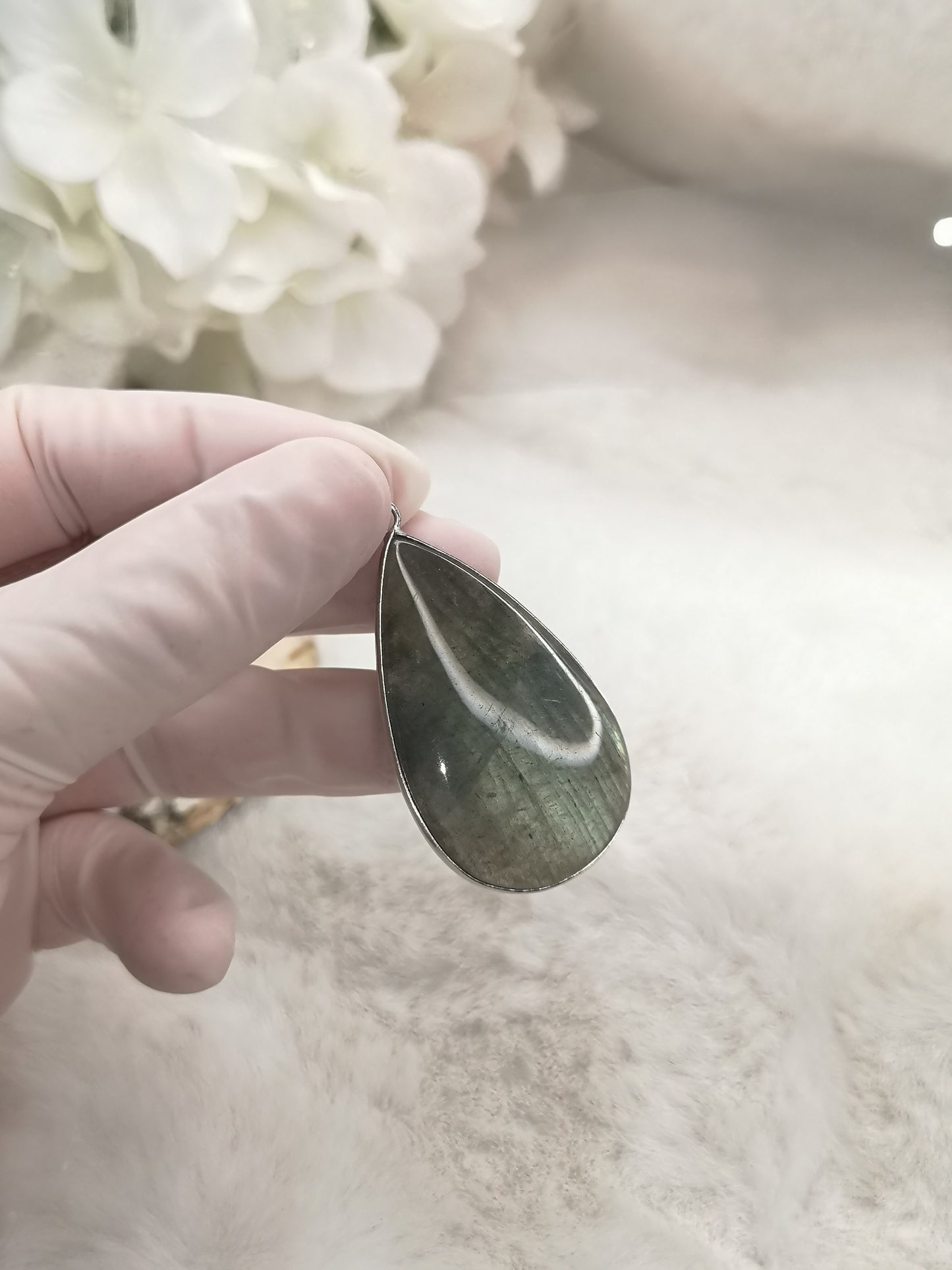 Labradorite Edelstein, 925 Silber Tropfen Ketten Anhänger