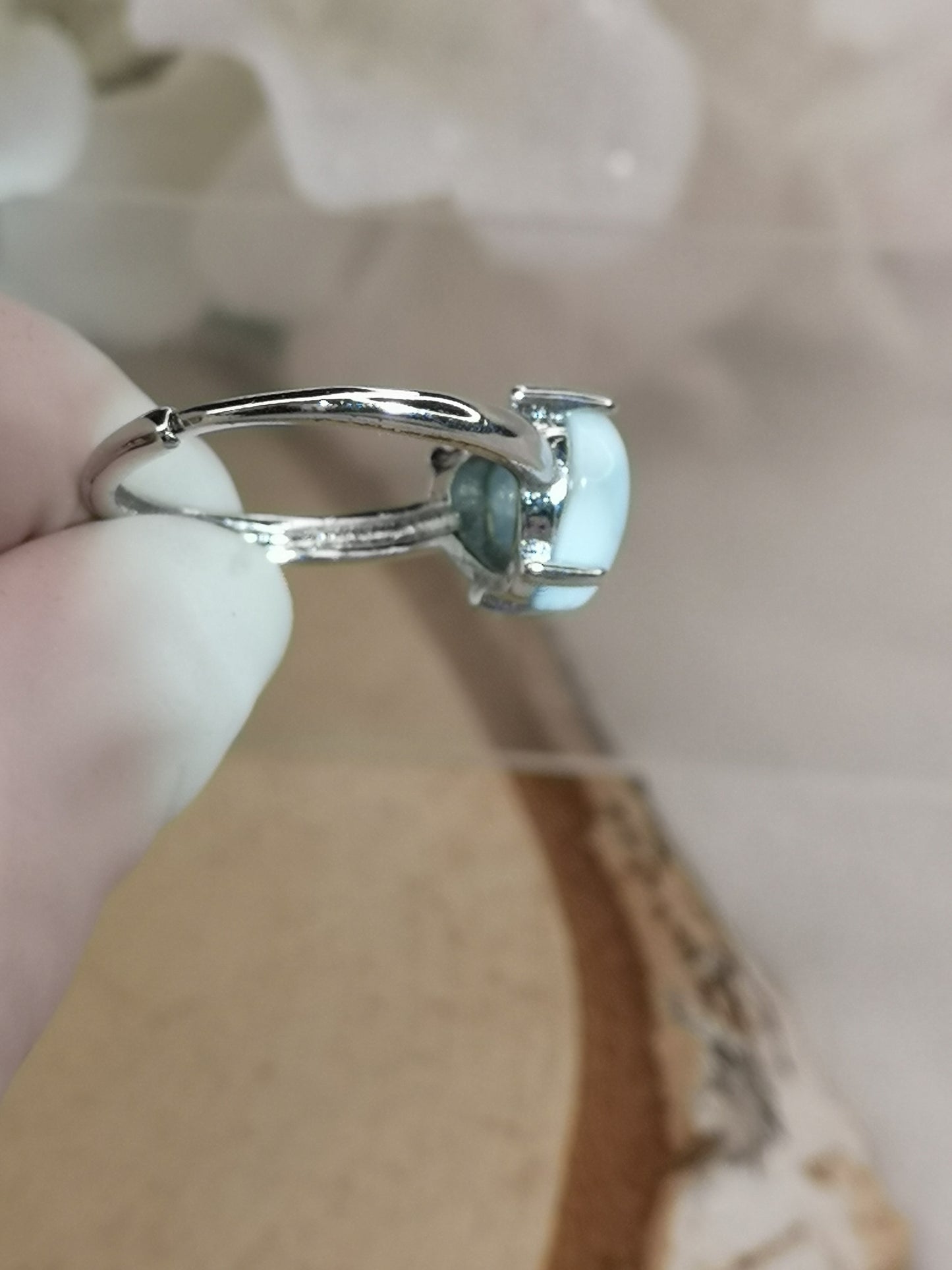 Larimar Edelstein, Kupfer Ring verstellbar