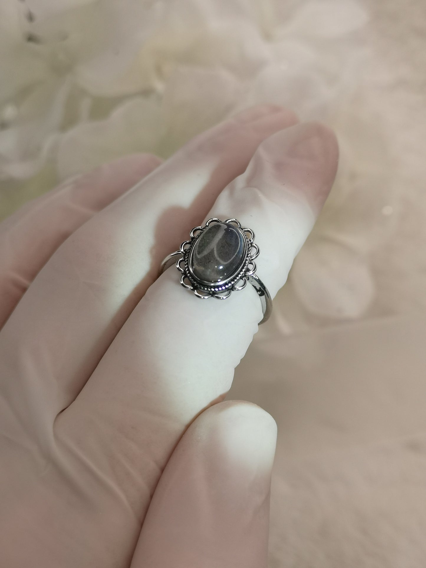 Labradorite Edelstein Kupfer Ring verstellbar