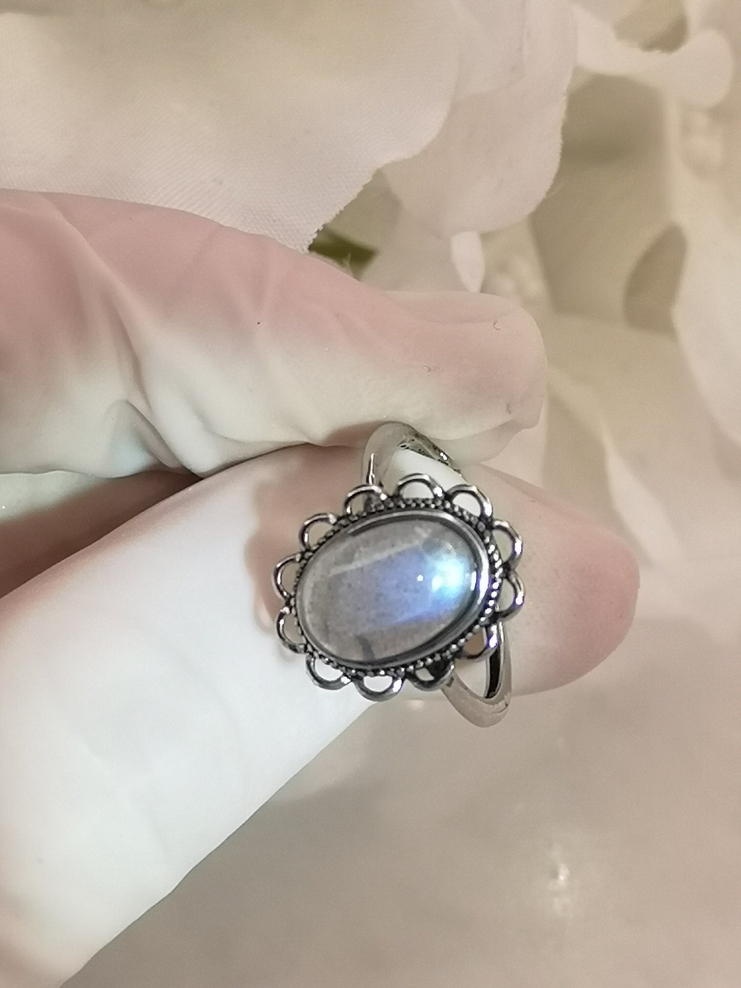 Labradorite Edelstein Kupfer Ring verstellbar