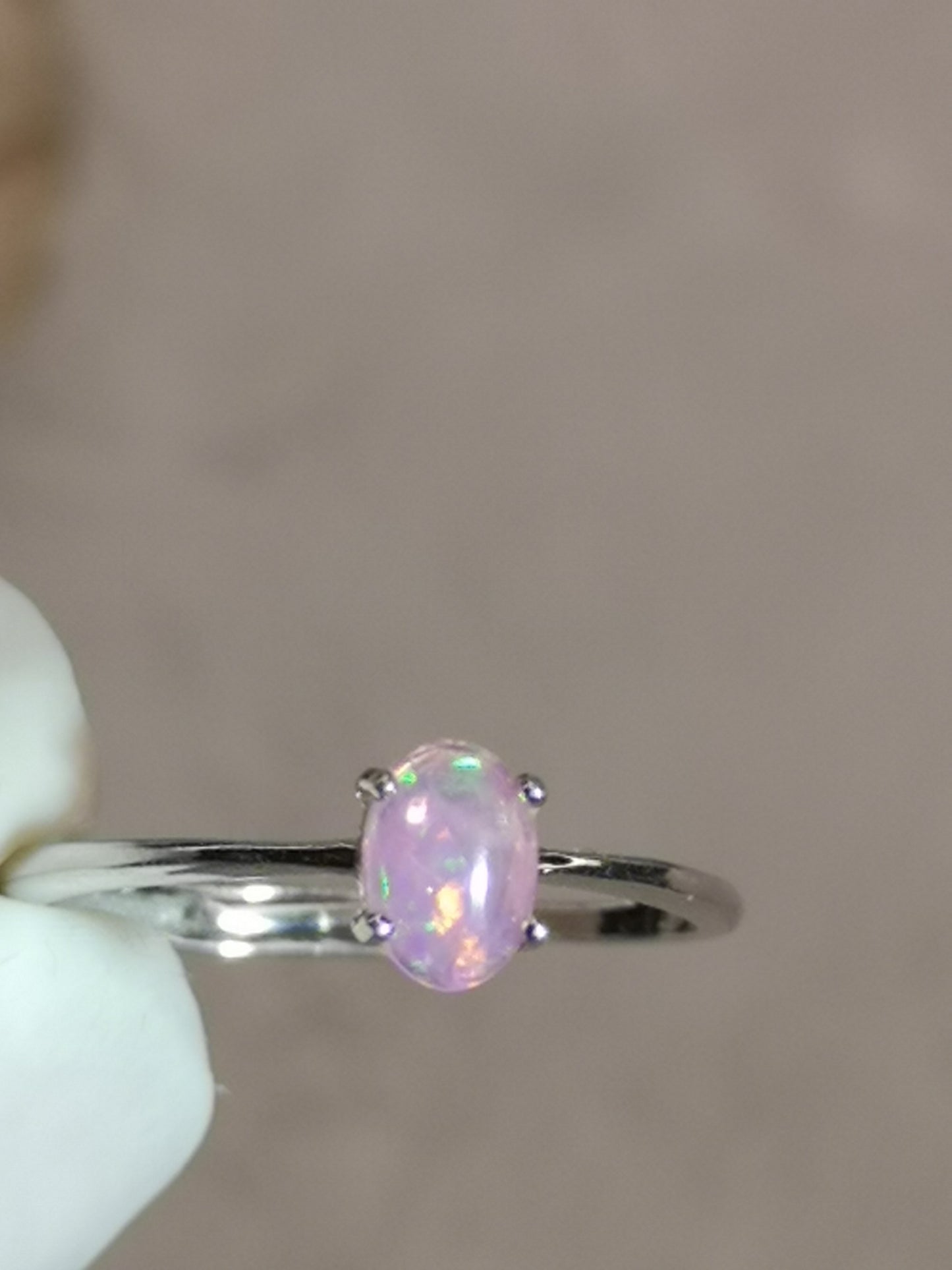 Rosa Opal Edelstein, 925 Silber Ring