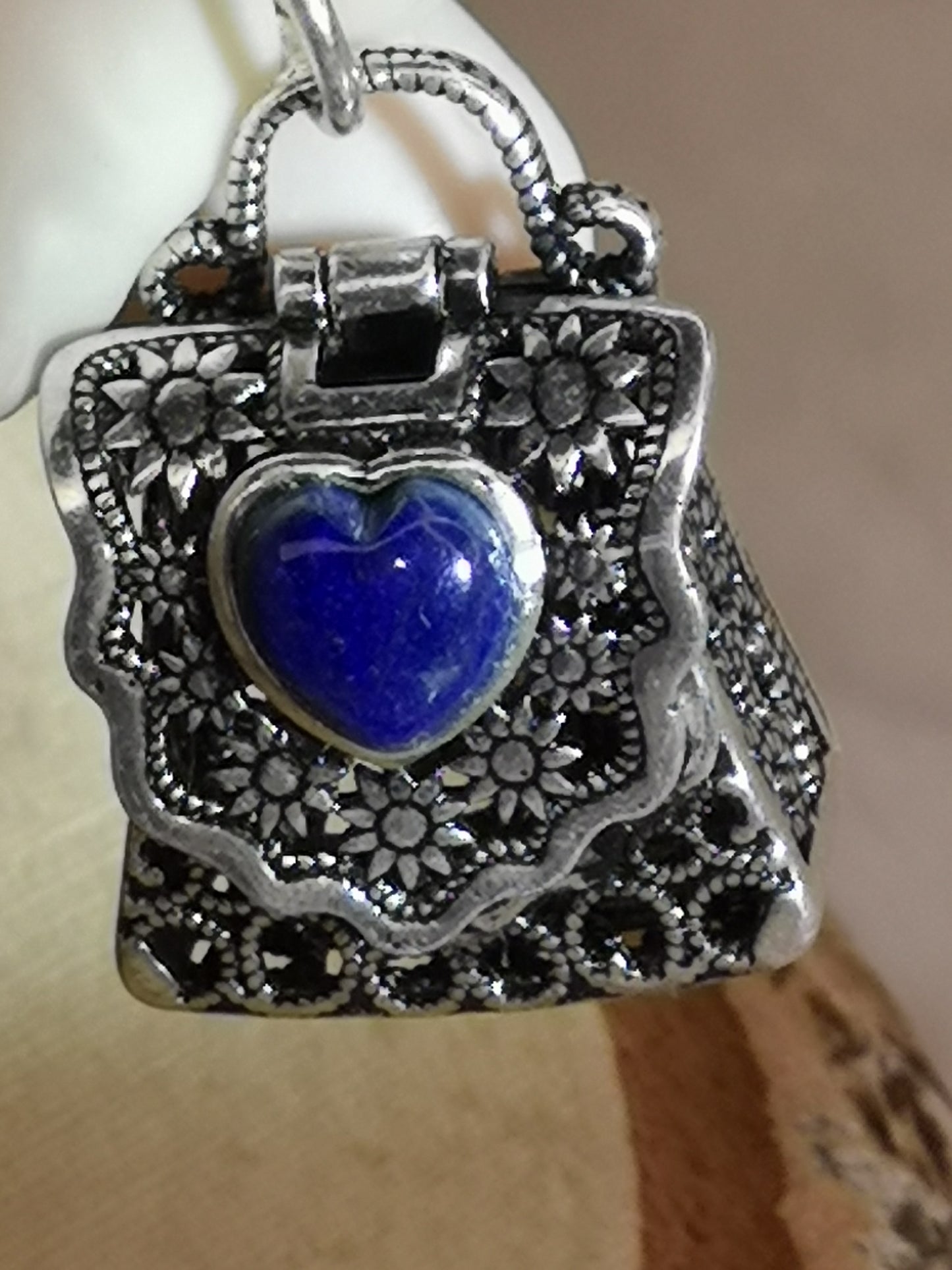 Lapislazuli Edelstein, Kupfer Ketten Anhänger, Taschen Design