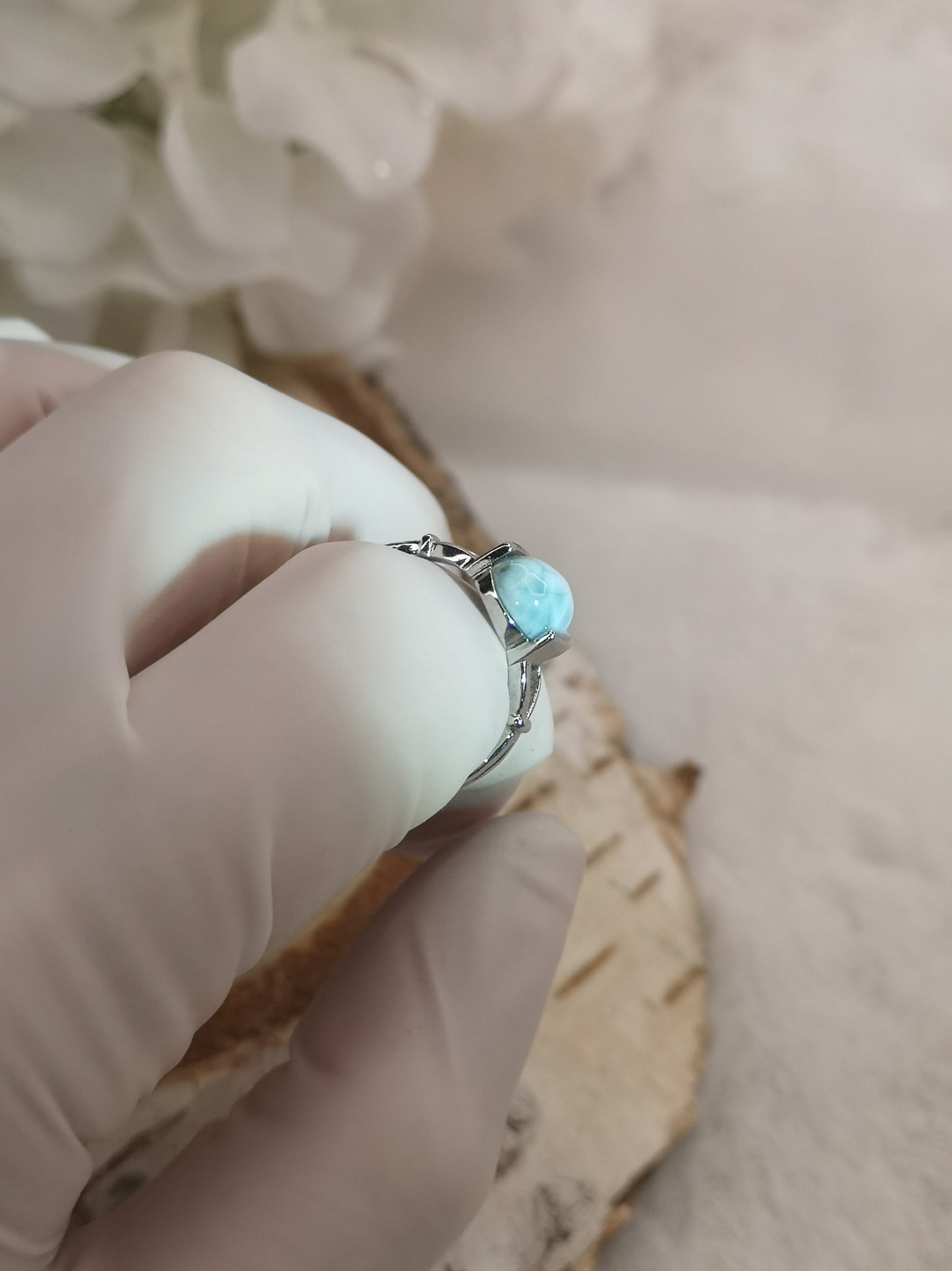 Larimar Edelstein Kupfer Ring verstellbar