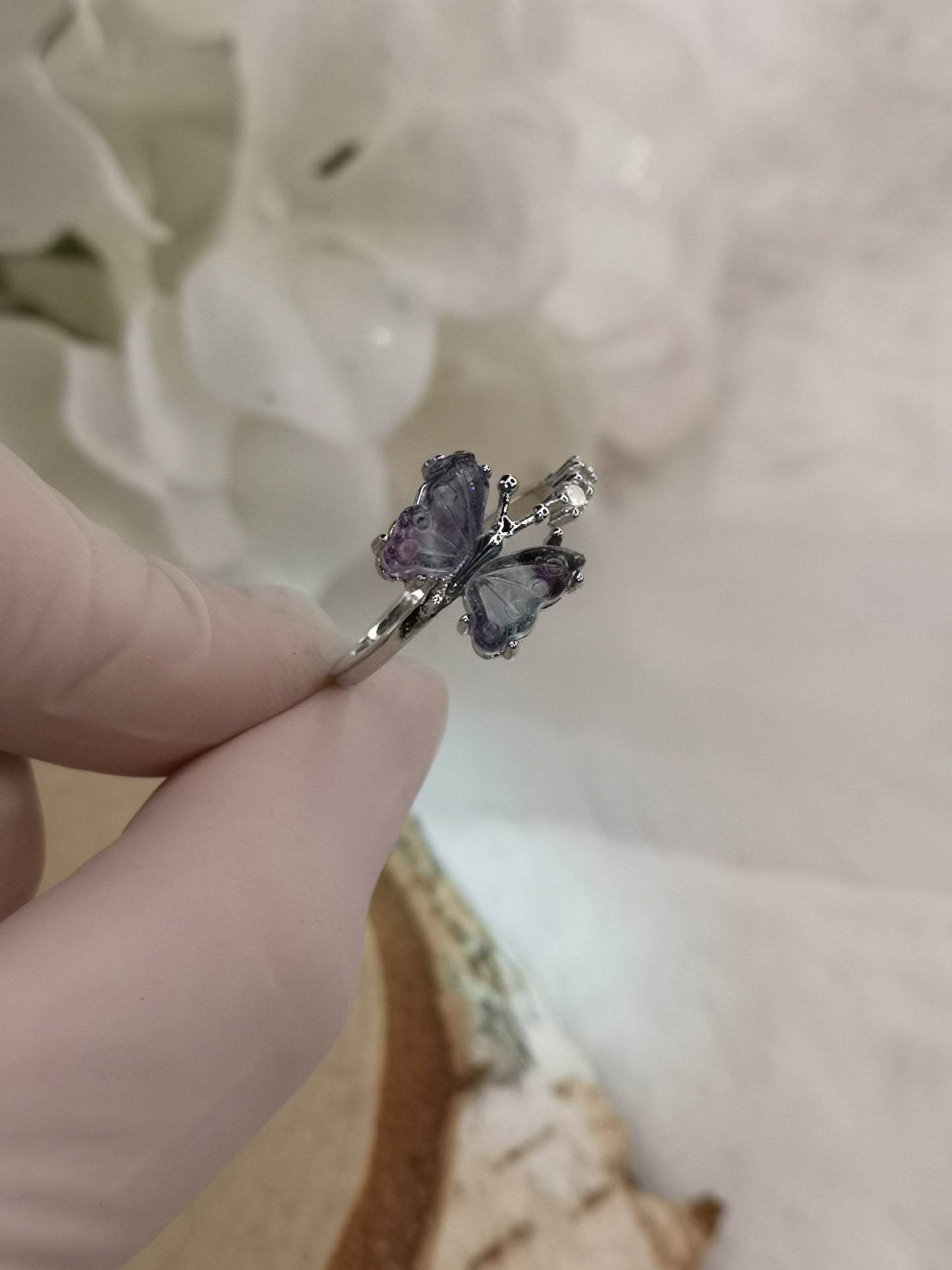Fluorite Edelstein Schmetterling Kupfer Ring