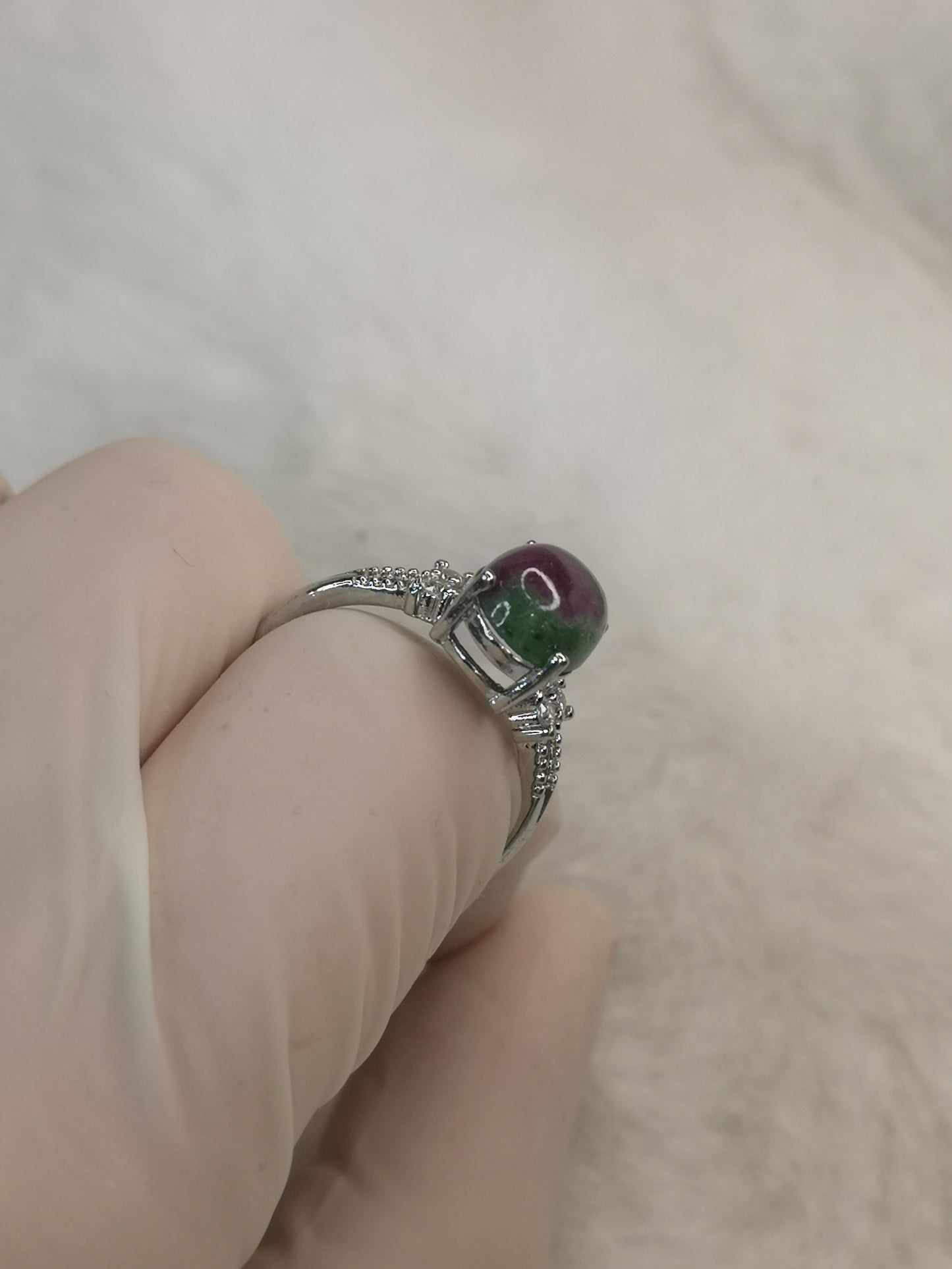 Rubin Zoisit, Kupfer Ring, verstellbar.