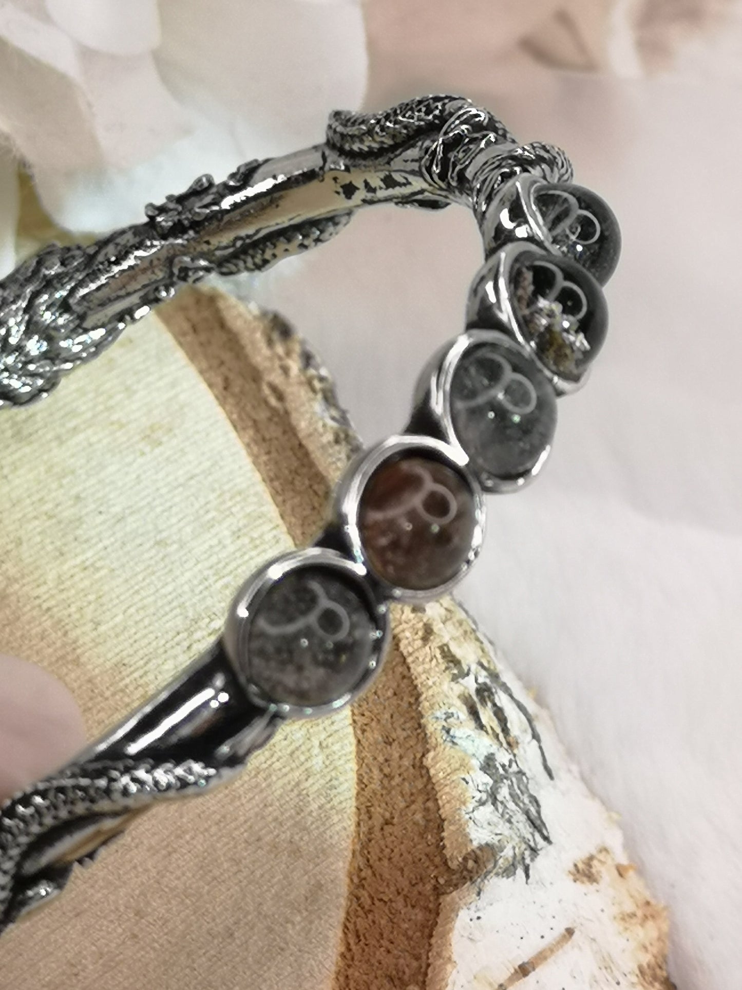 Gartenquartz Edelsteine, Kupfer Drachendesign Armband