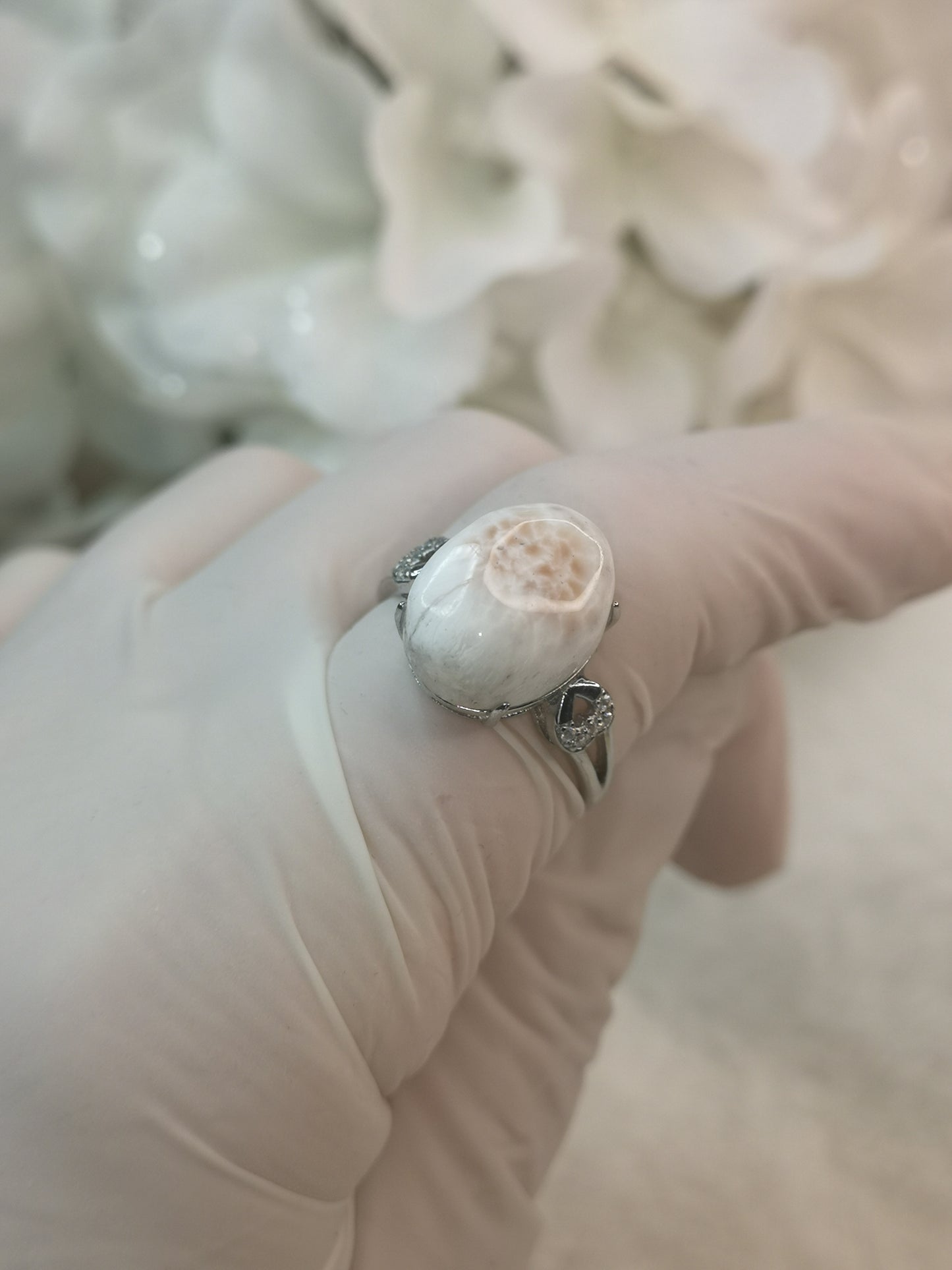 Pink Larimar 925 Silber Ring verstellbar