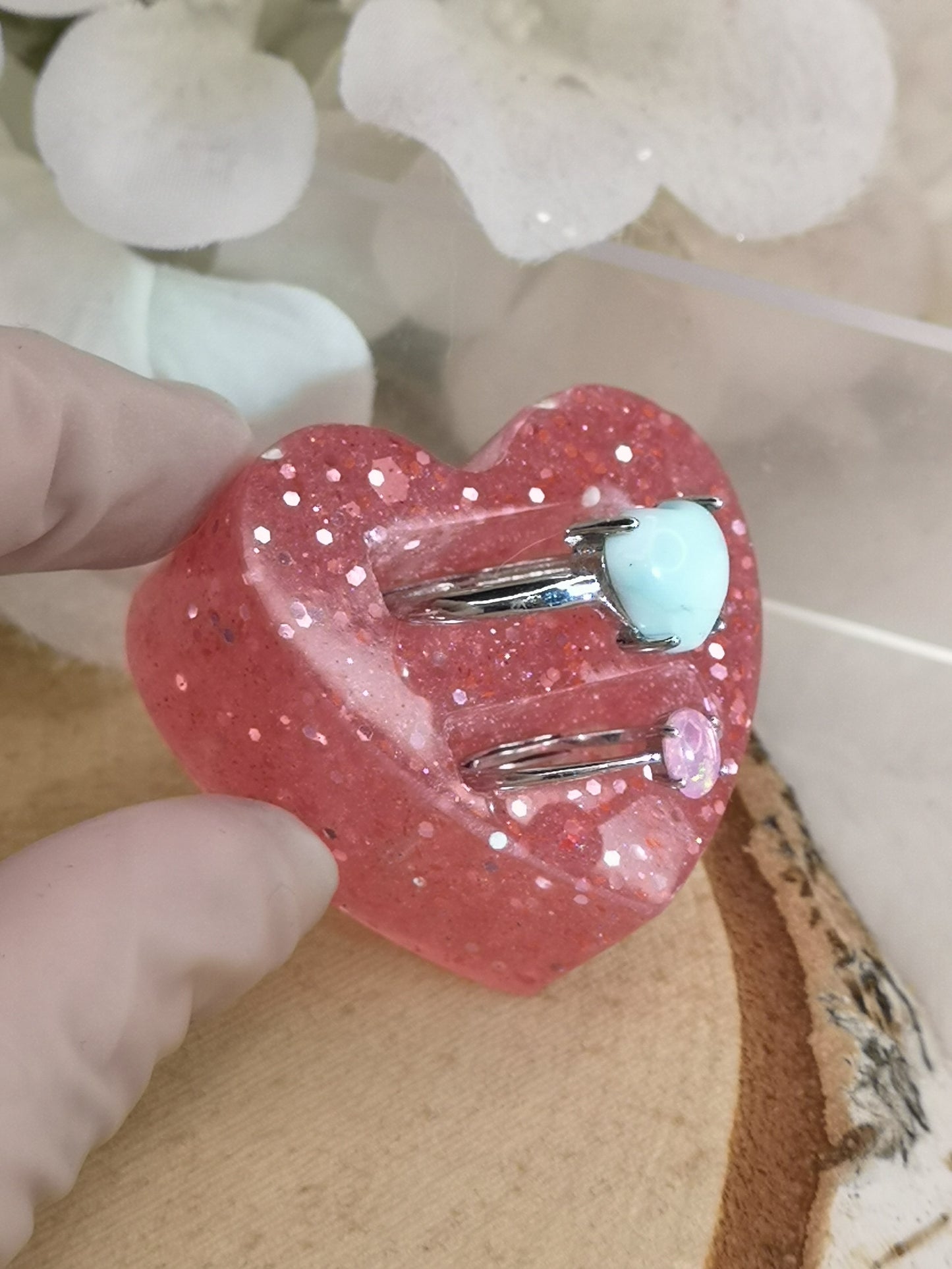 Herz Ring Halter aus Kunstharz Unikat Resinart Handmade #dayza