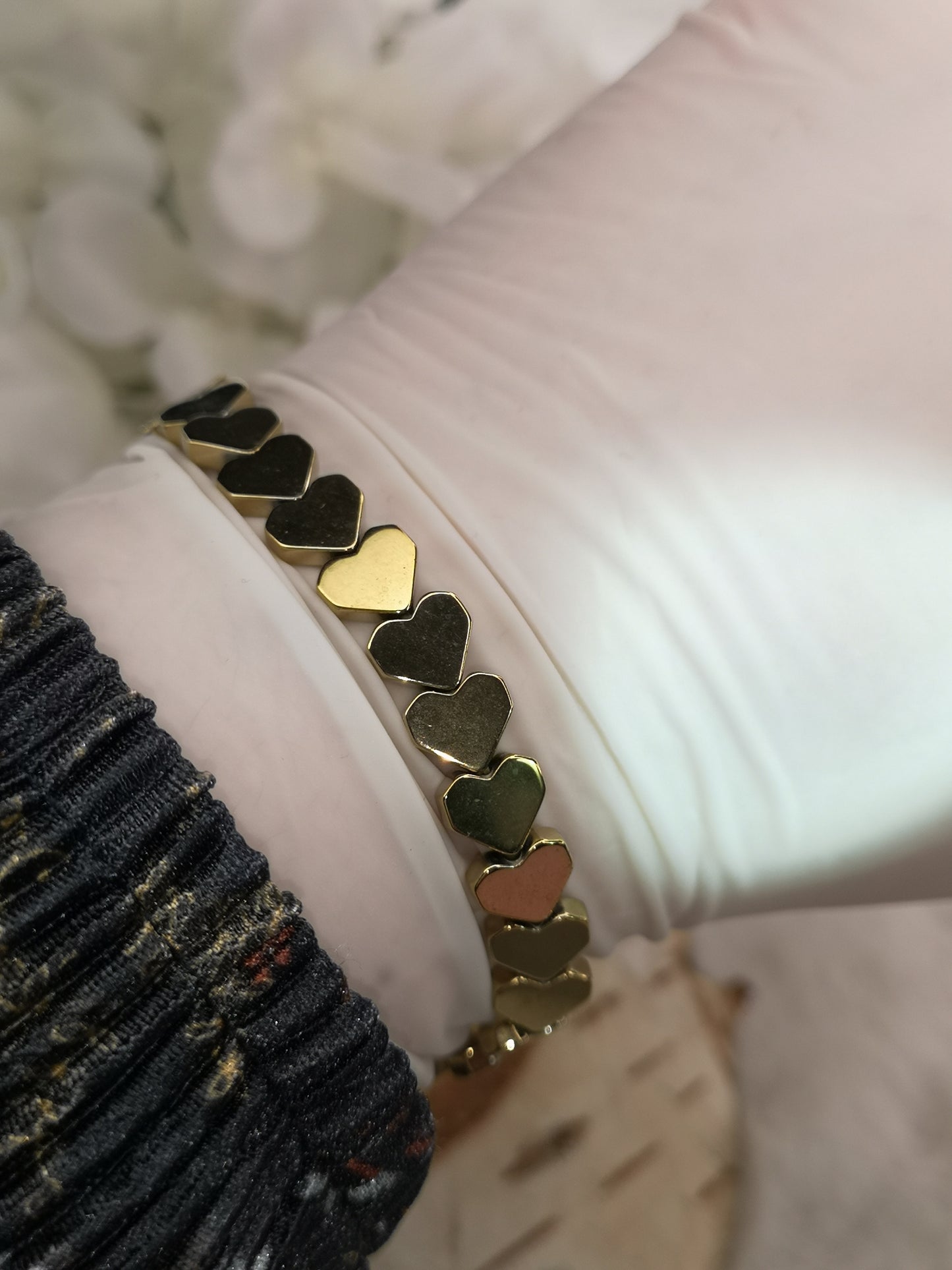 Pyrit Herz Armband, dehnbar