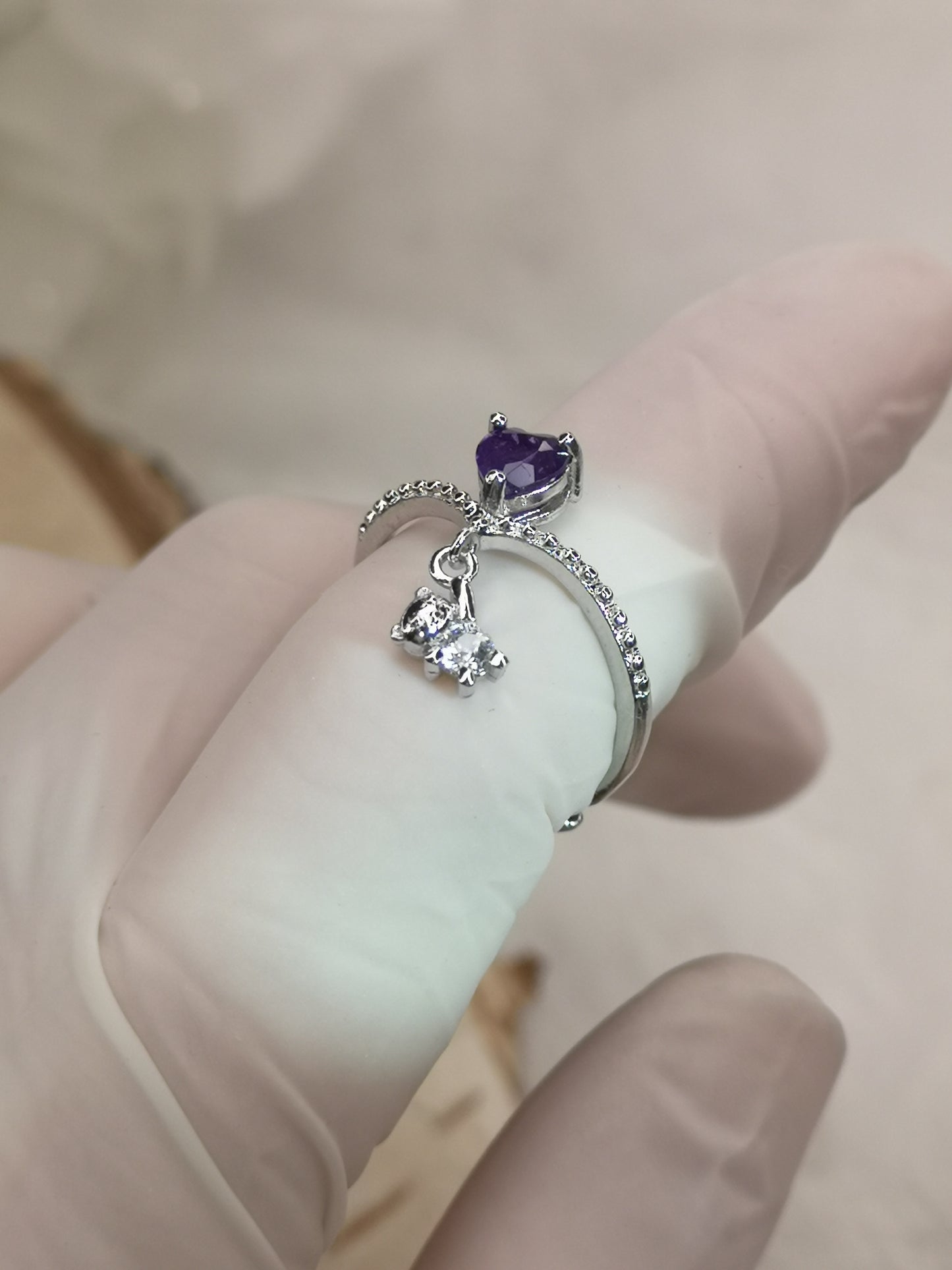 Amethyst Edelstein, Kupfer Ring verstellbar