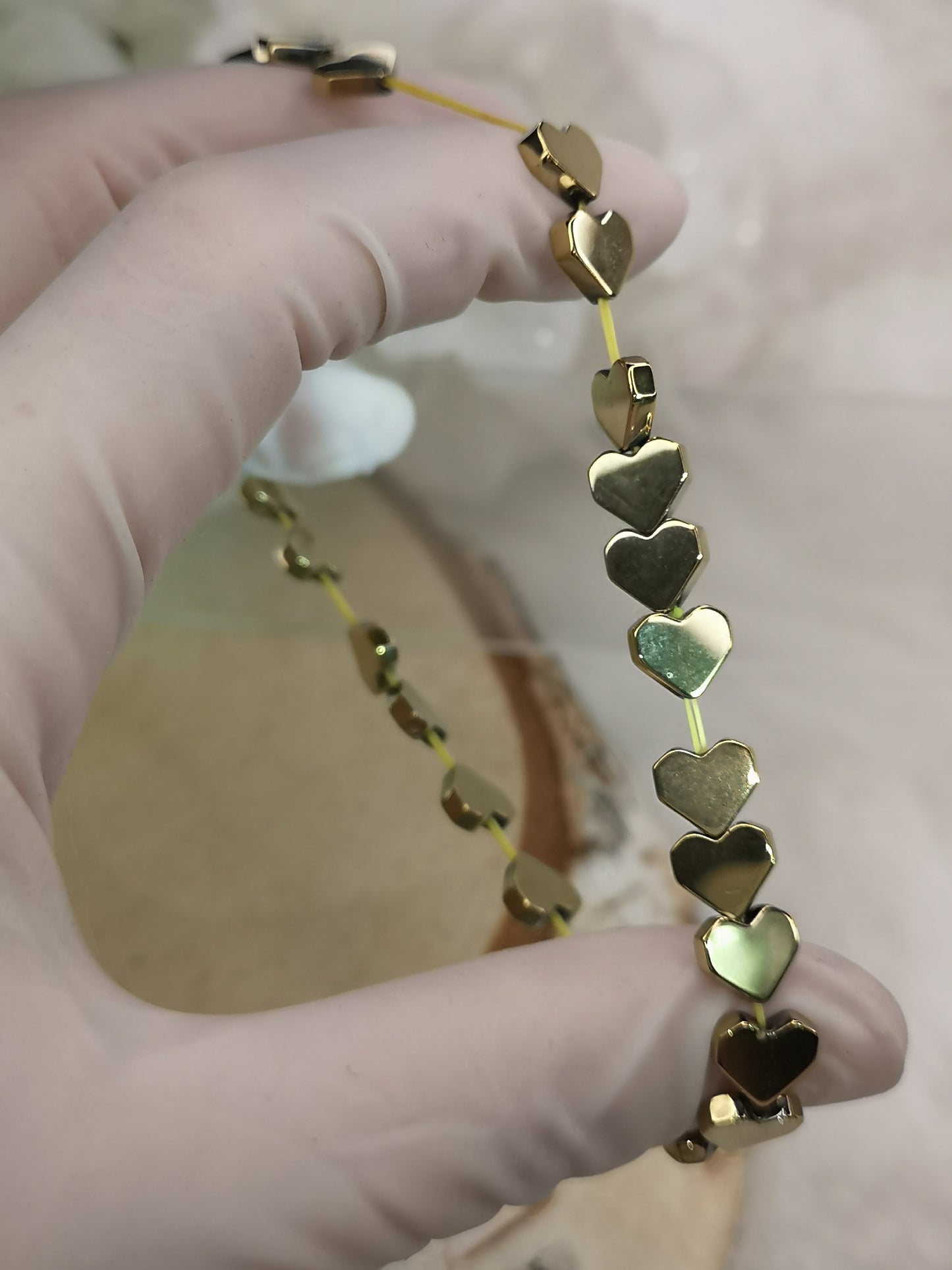 Pyrit Herz Armband, dehnbar