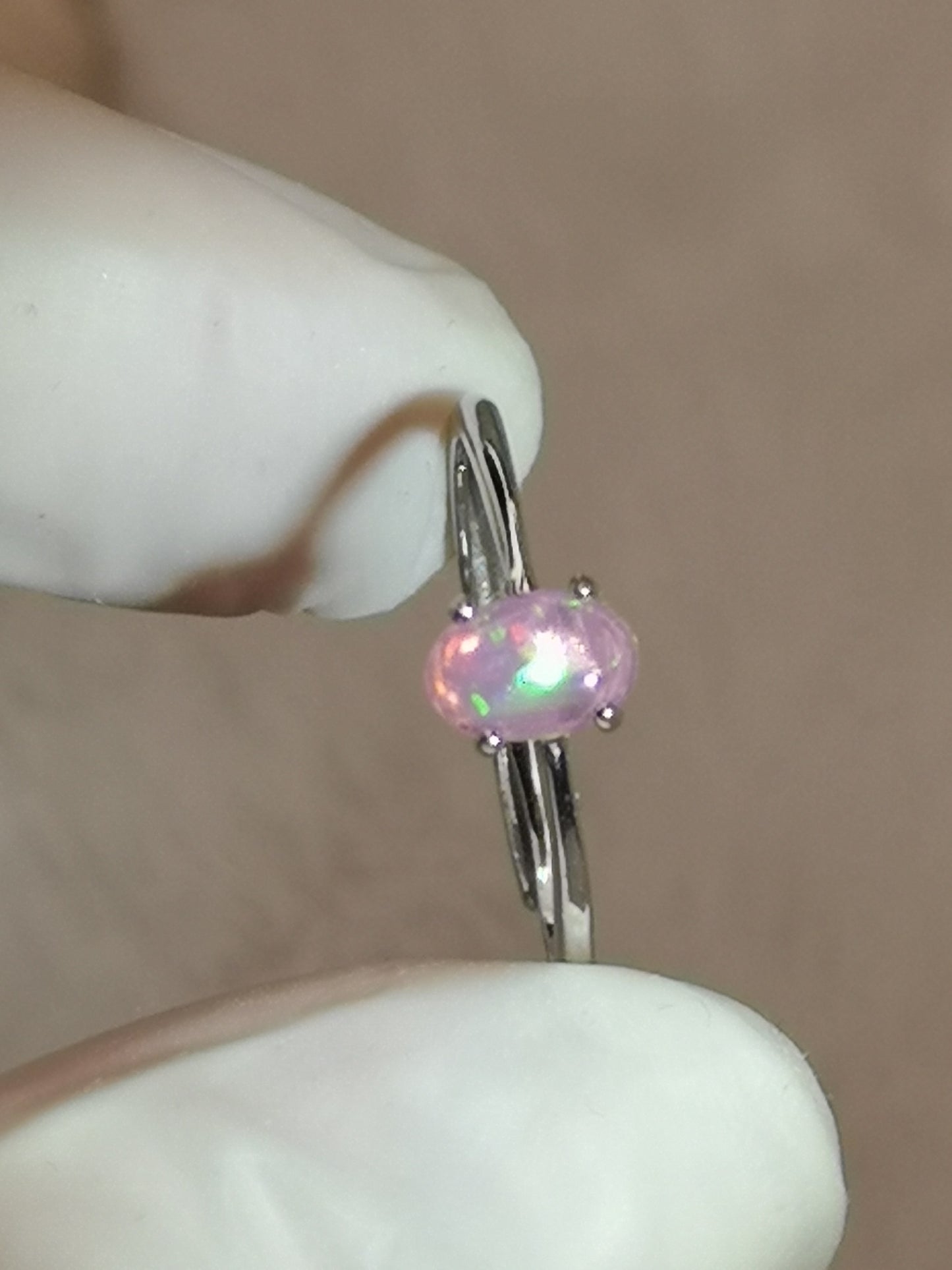Rosa Opal Edelstein, 925 Silber Ring