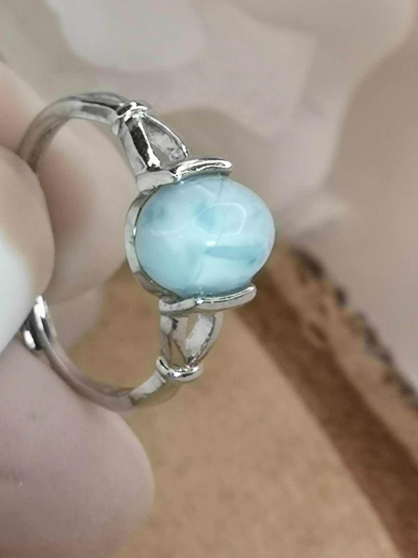 Larimar Edelstein Kupfer Ring verstellbar