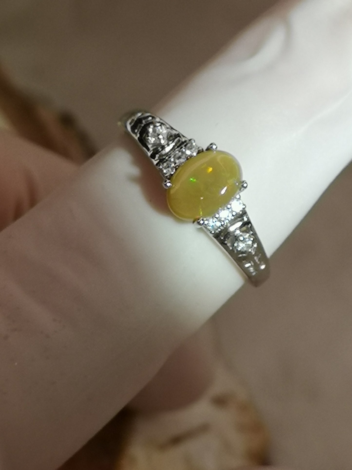 Opal Edelstein, Kupfer Ring, verstellbar