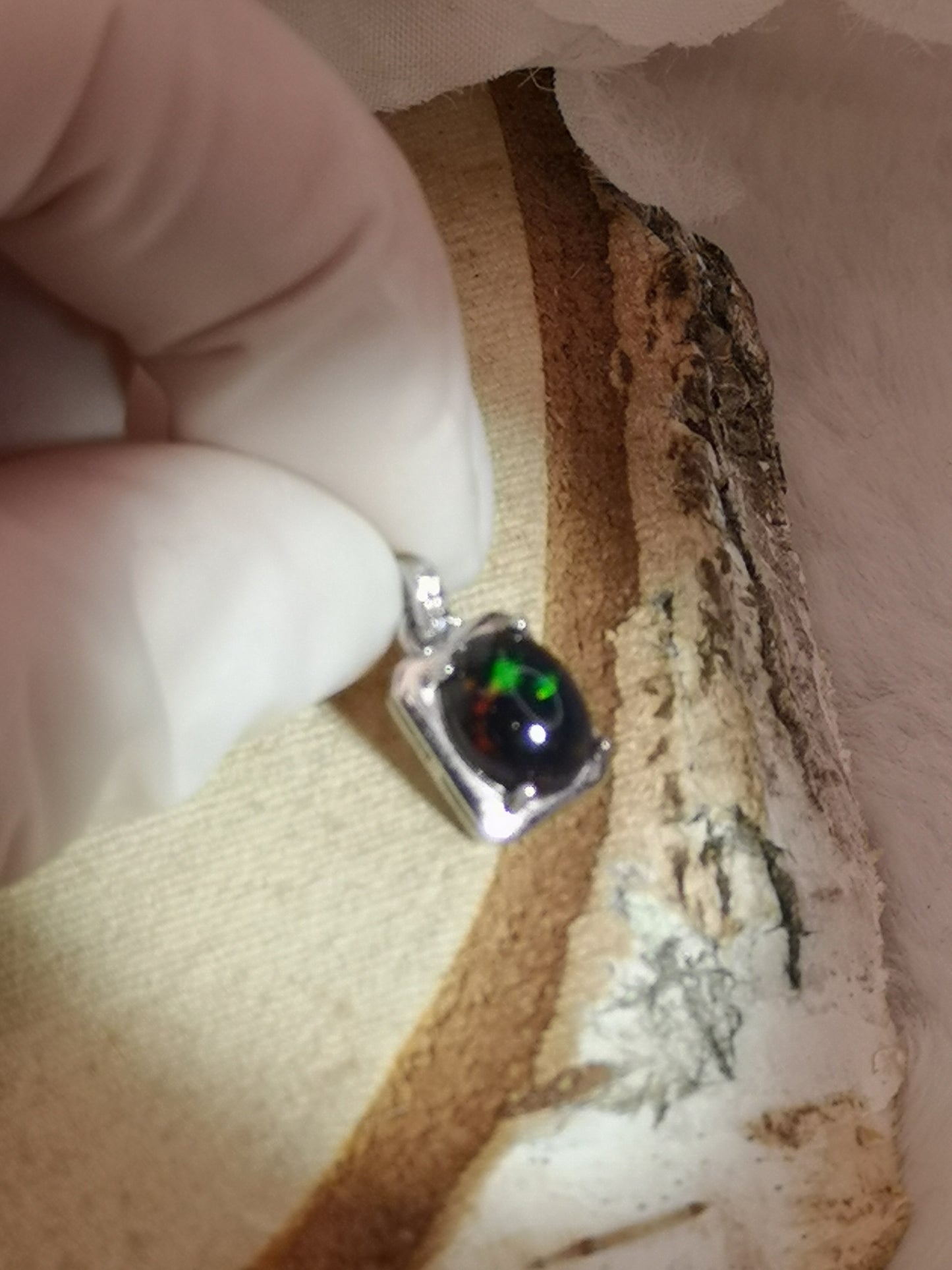 Black Opal Edelstein, 925 Silber Ketten Anhänger