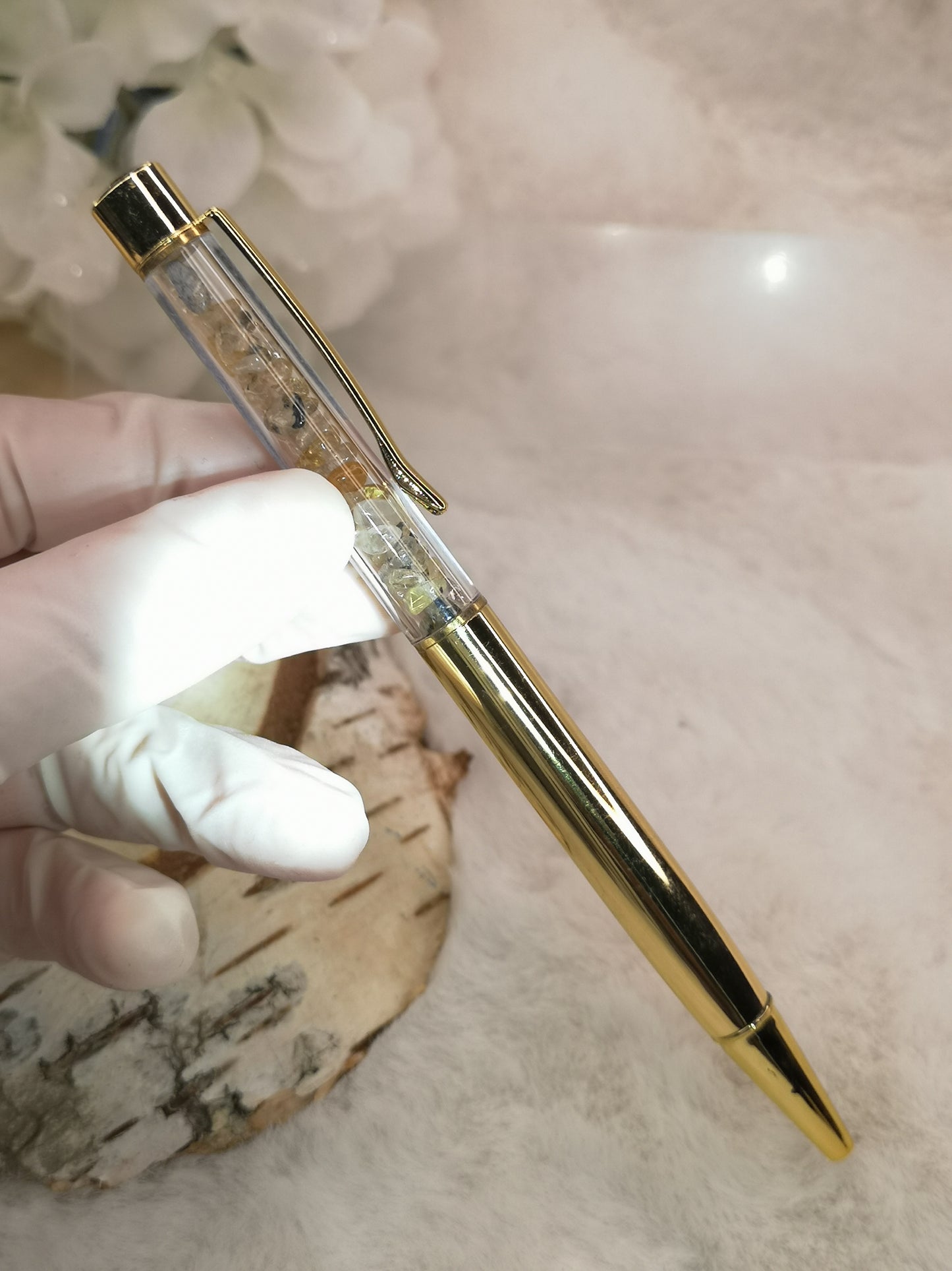 Kugelschreiber mit Citrin Edelsteine