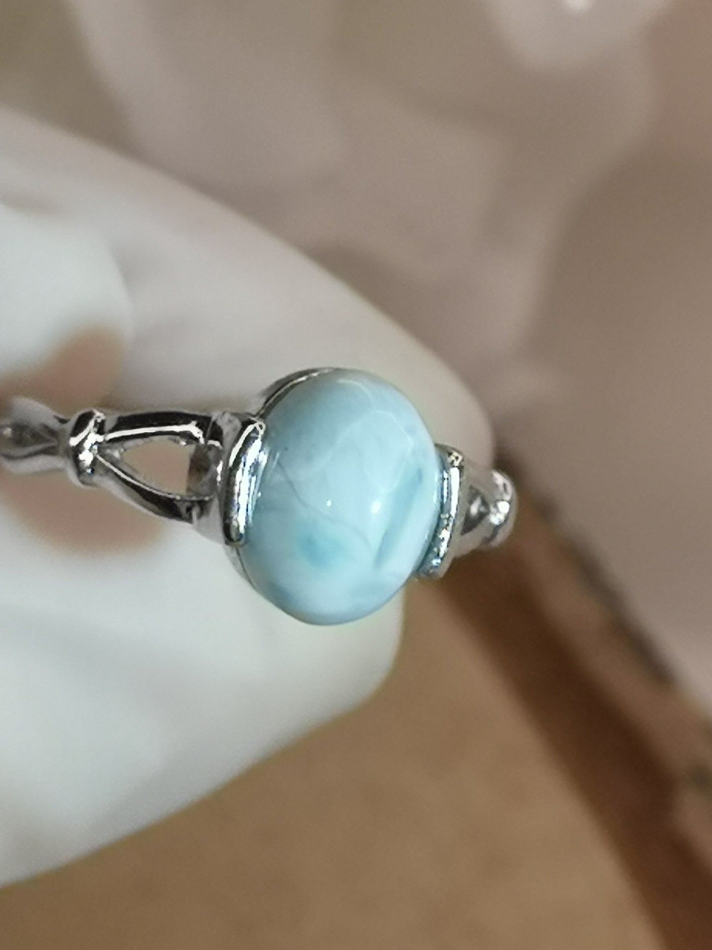 Larimar Edelstein Kupfer Ring verstellbar