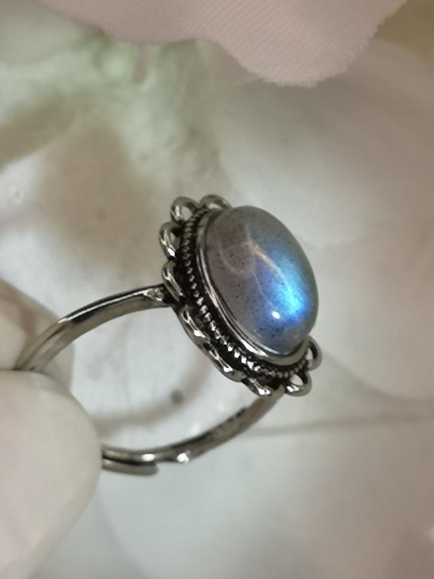 Labradorite Edelstein Kupfer Ring verstellbar