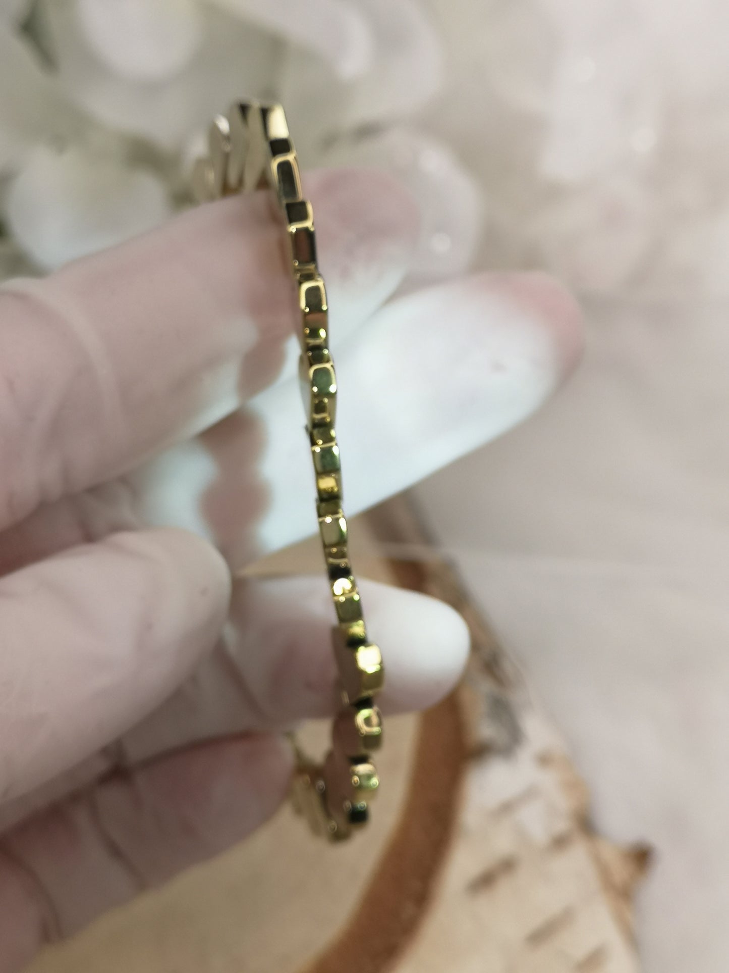 Pyrit Herz Armband, dehnbar