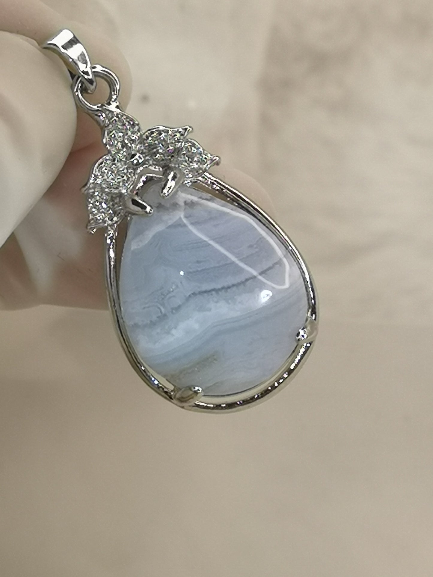 Blue Less Achat Edelstein, Kupfer Ketten Anhänger