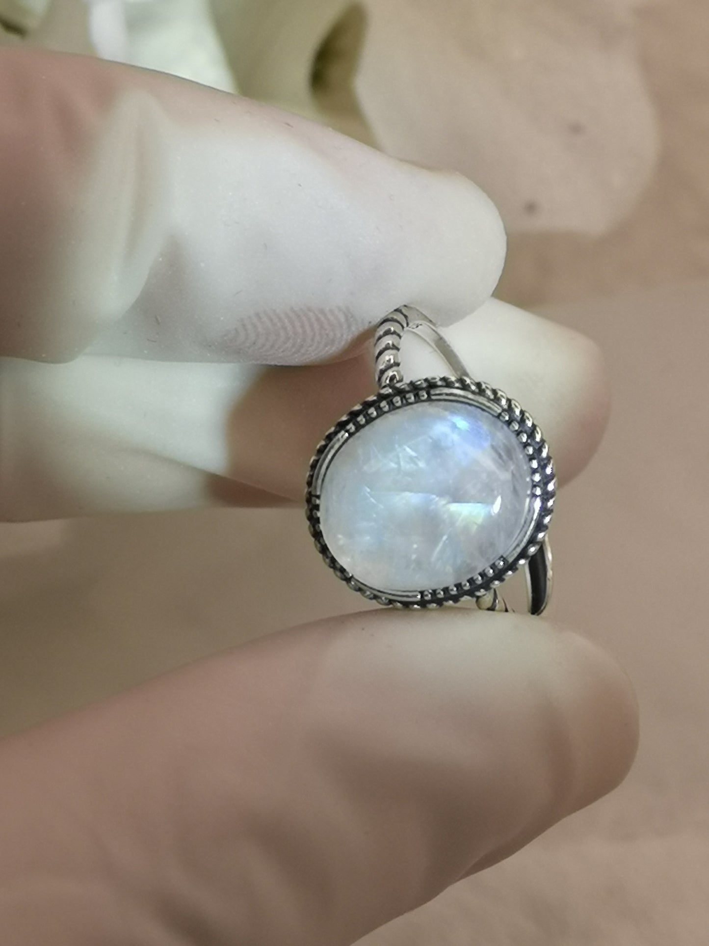 Moonstone 925 Silber Ring verstellbar Edelstein Schmuck