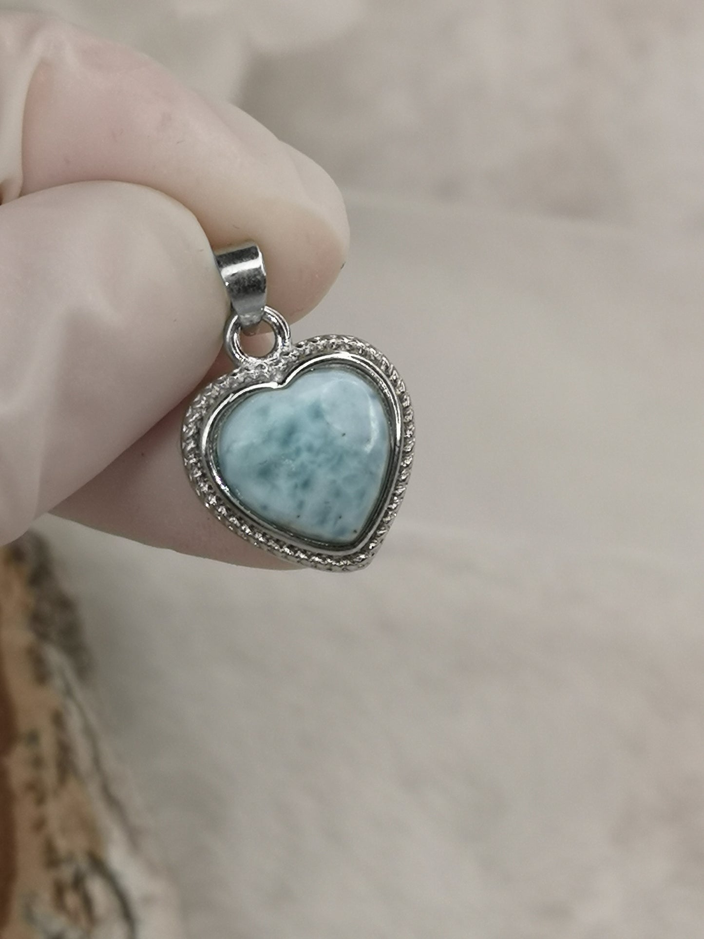 Larimar Edelstein, Kupfer Ketten Anhänger