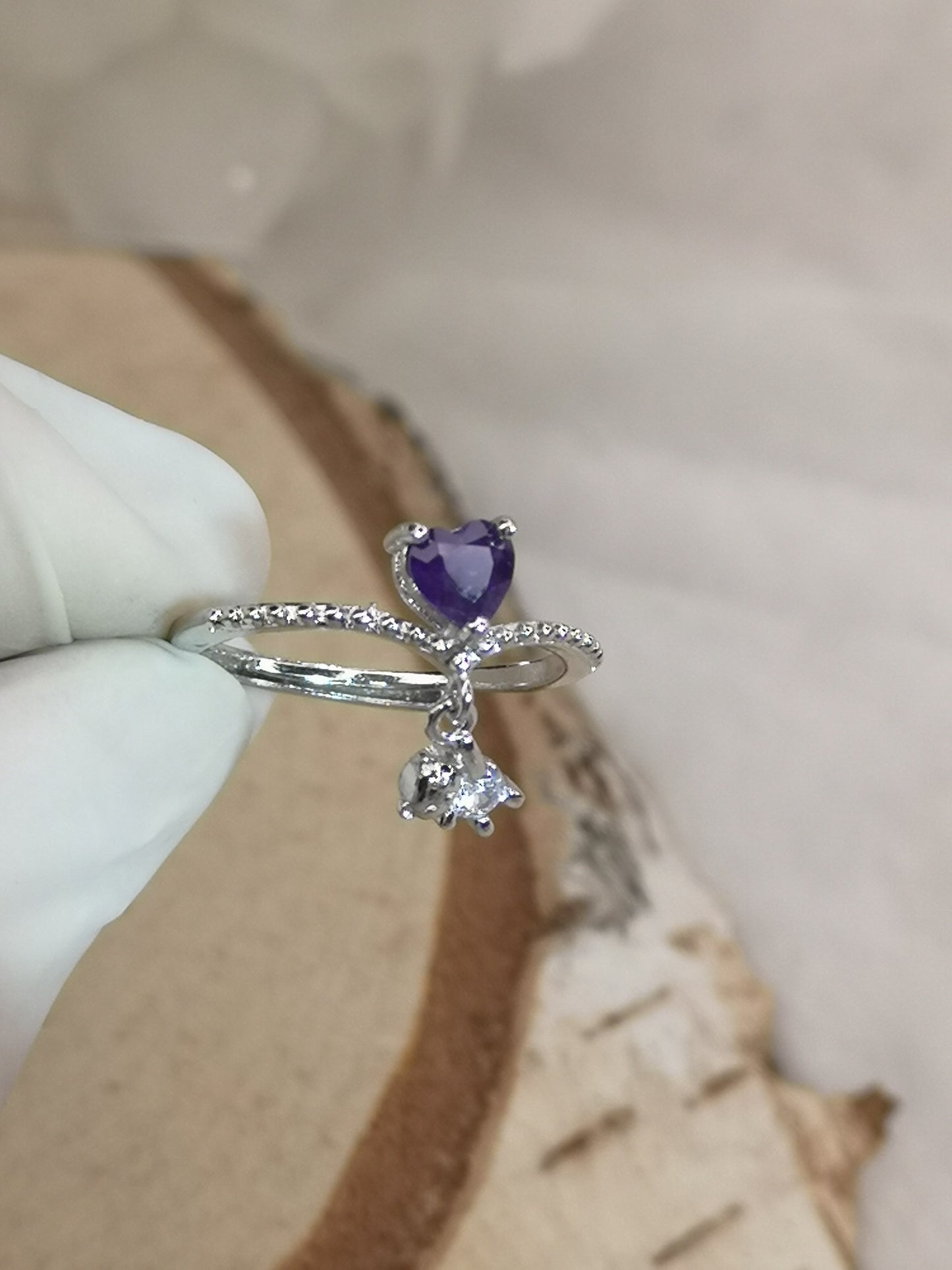 Amethyst Edelstein, Kupfer Ring verstellbar