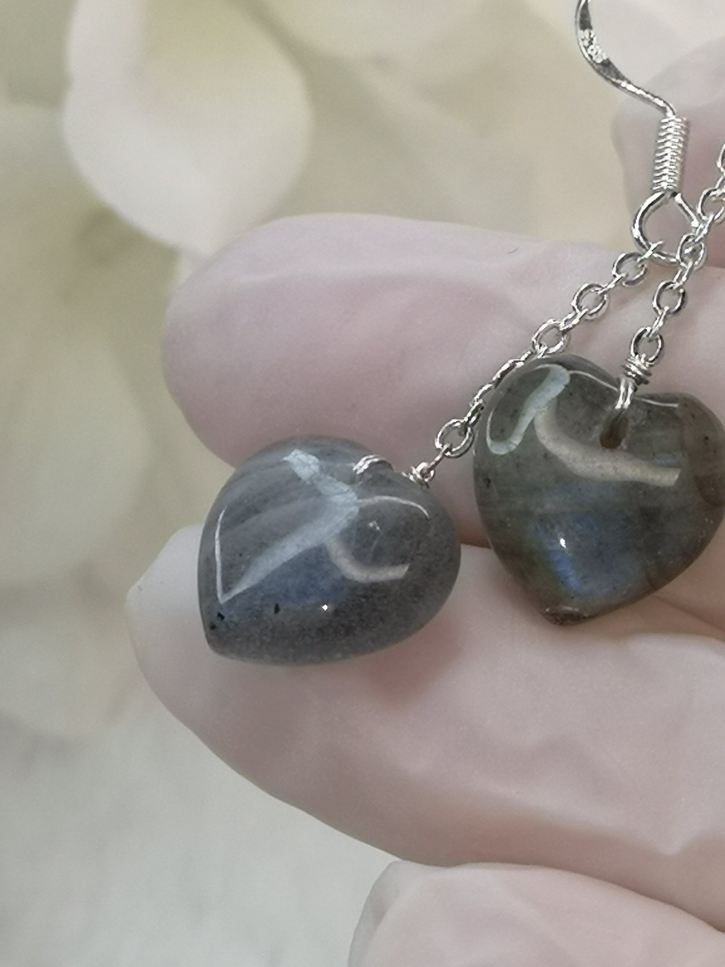 Labradorite Edelstein, 925 Silber Ohrringe, 
Herz Design