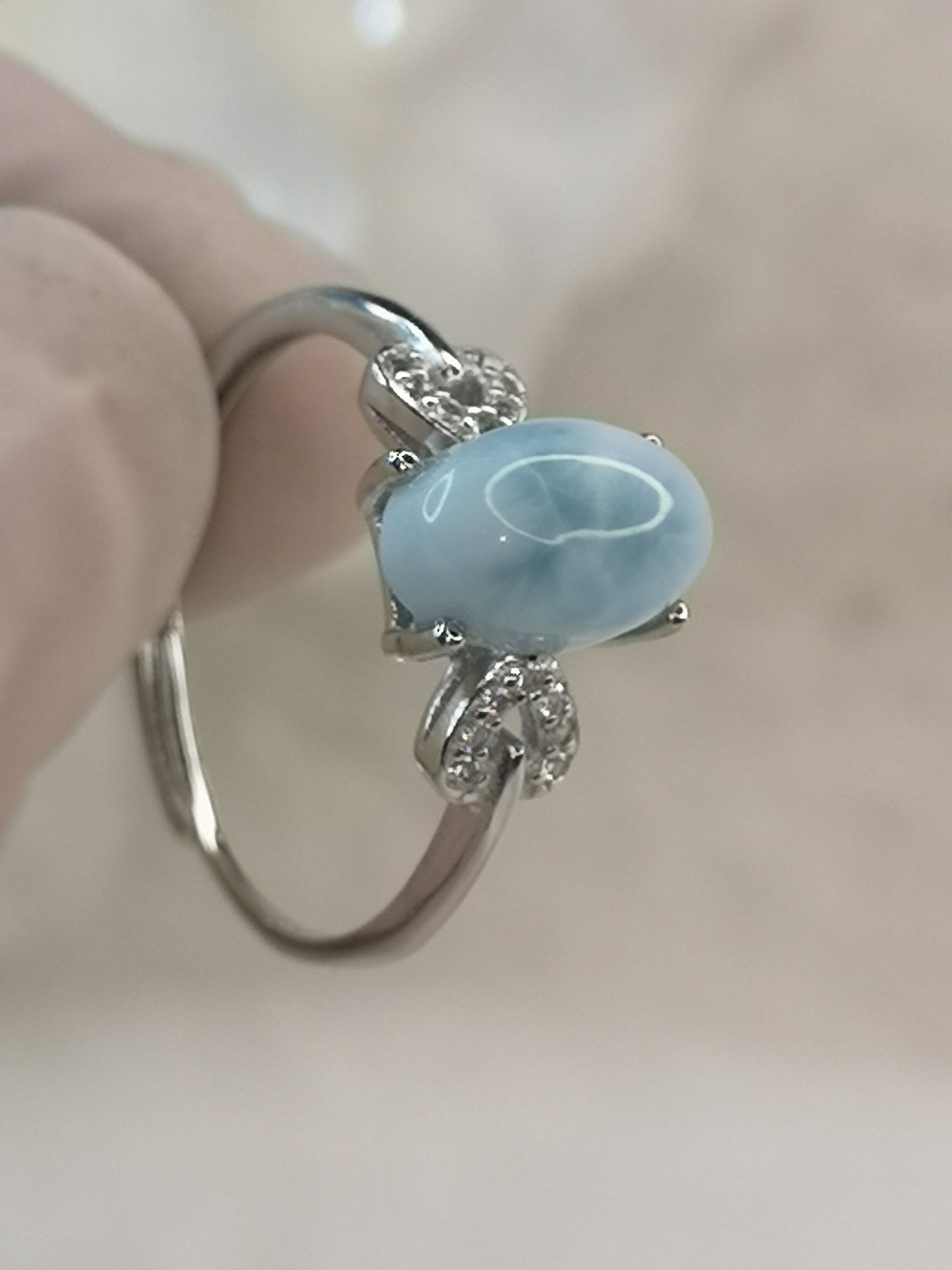 Larimar 925 Silber Ring, verstellbar