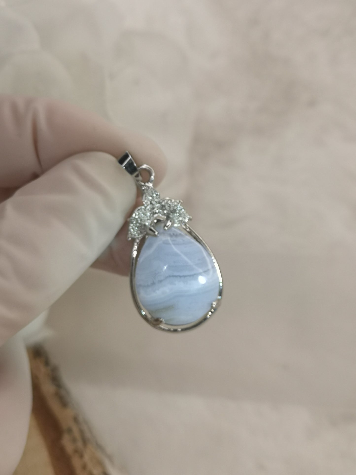 Blue Less Achat Edelstein, Kupfer Ketten Anhänger