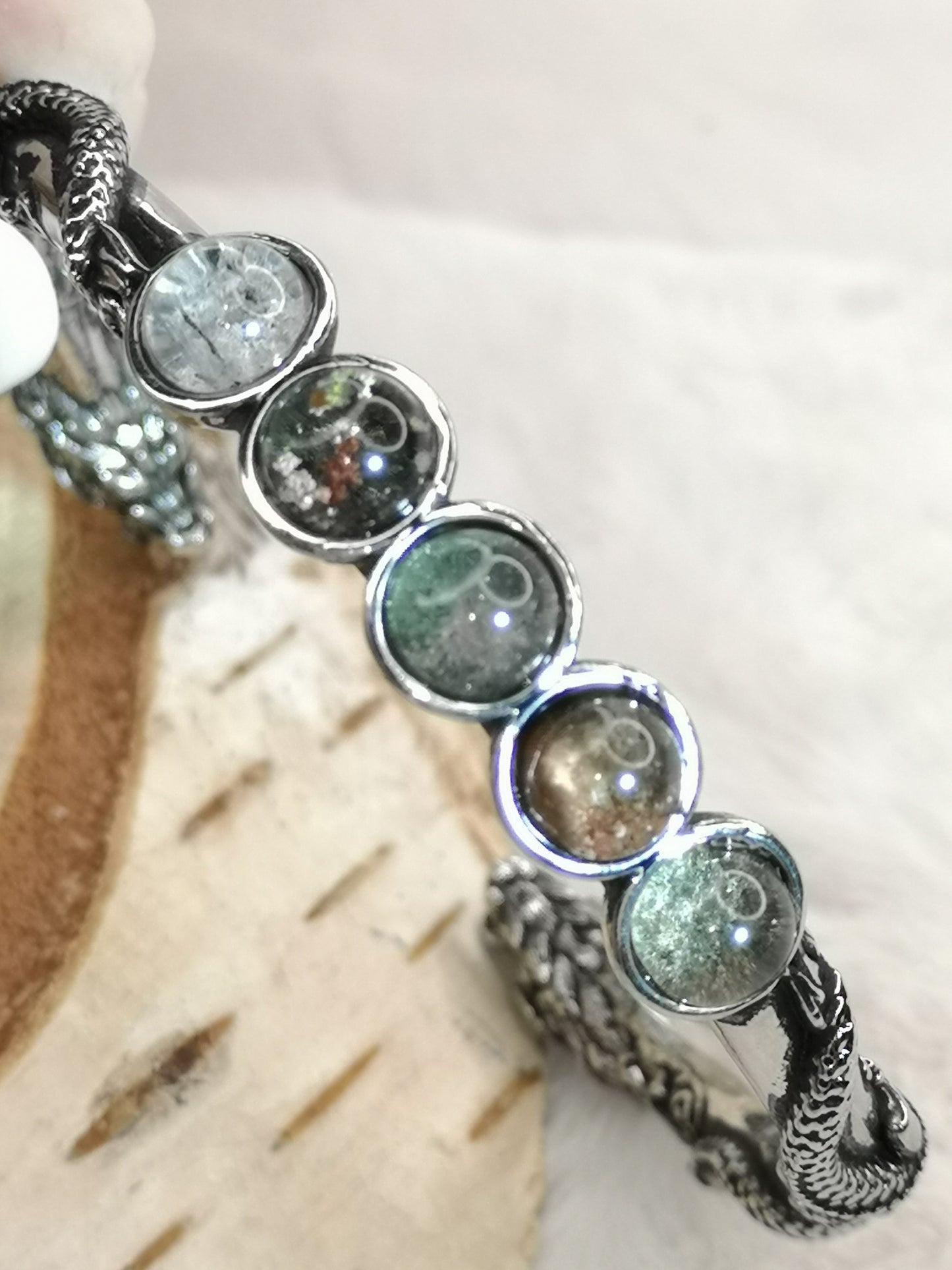 Gartenquartz Edelsteine, Kupfer Drachendesign Armband