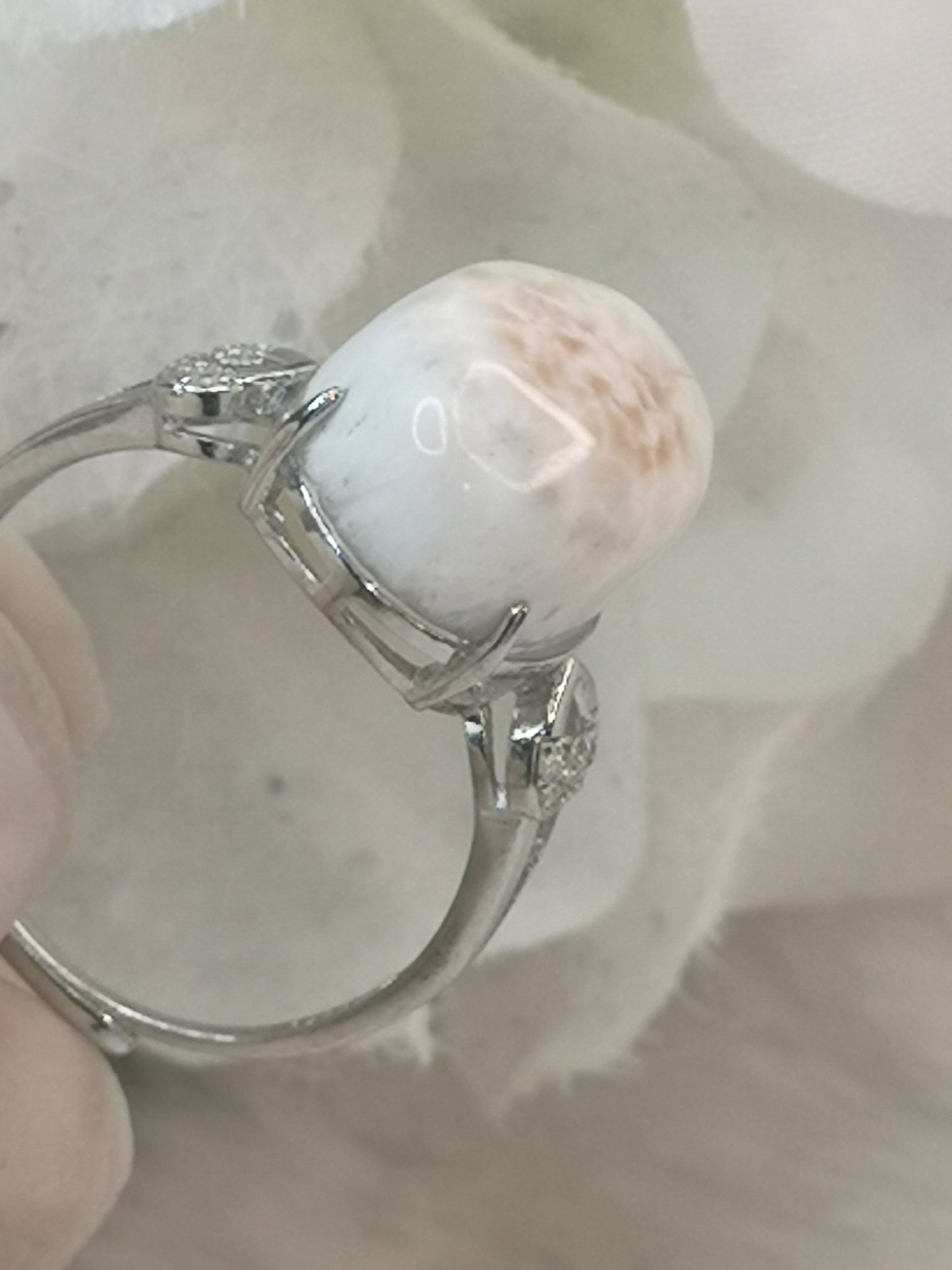 Pink Larimar 925 Silber Ring verstellbar