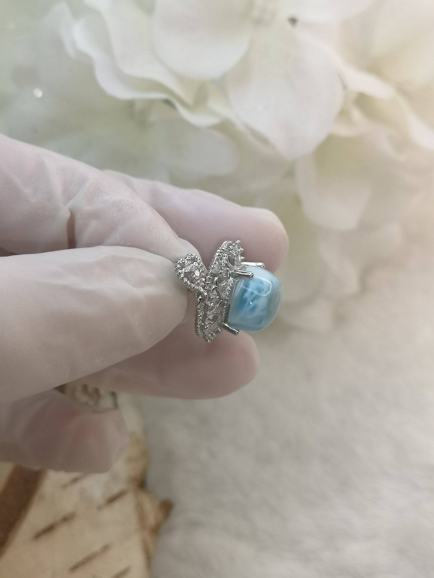 Larimar Edelstein, Kupfer Ketten Anhänger