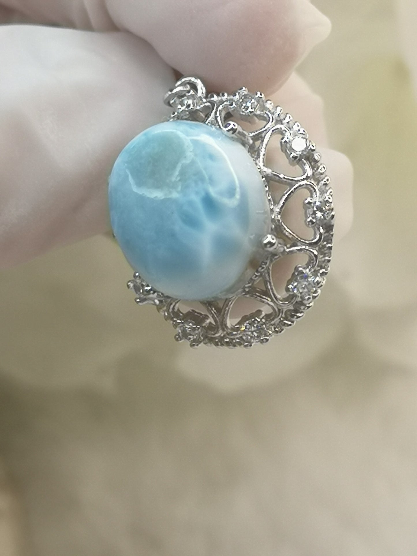 Larimar Edelstein, Kupfer Ketten Anhänger