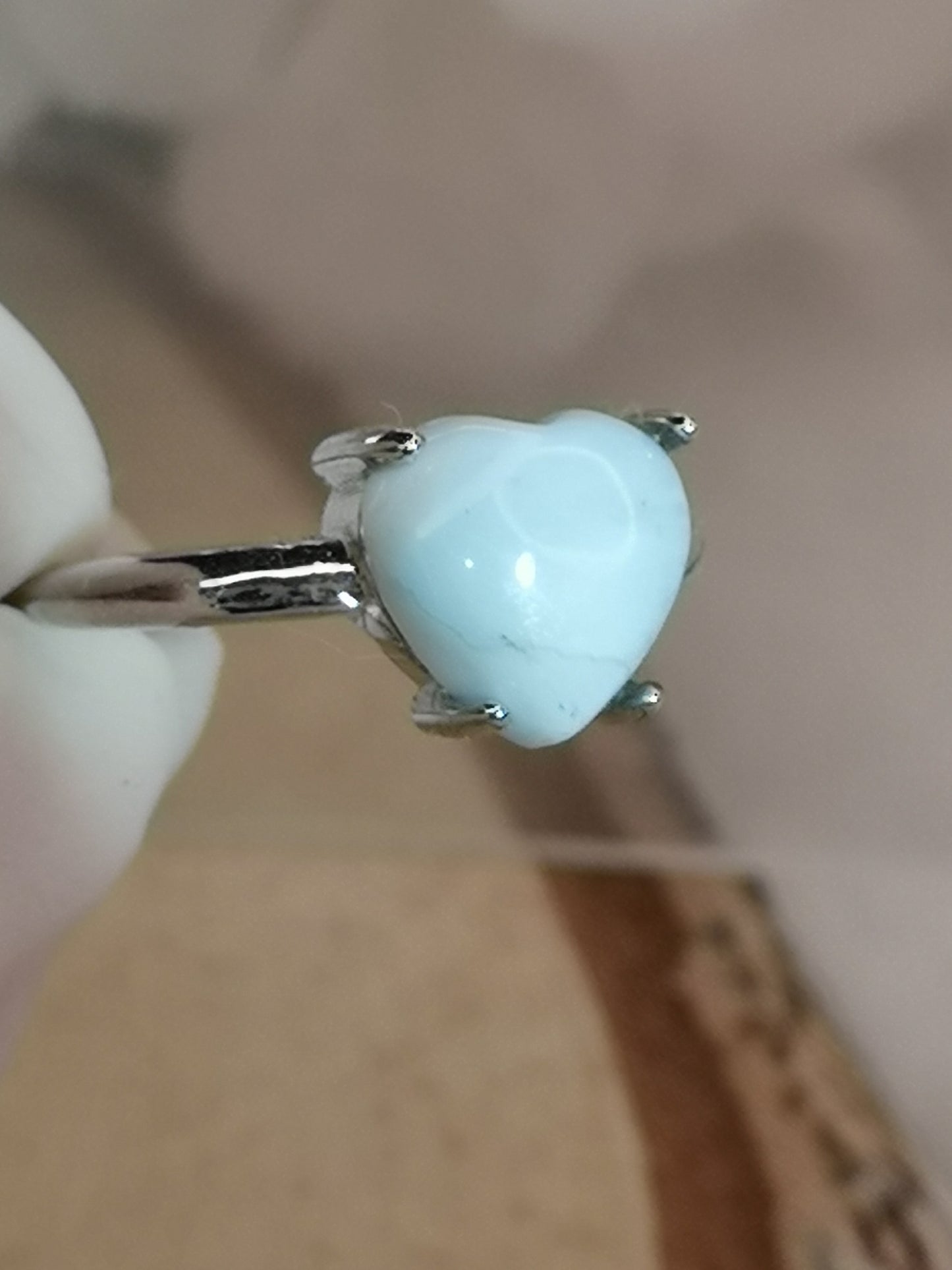 Larimar Edelstein, Kupfer Ring verstellbar