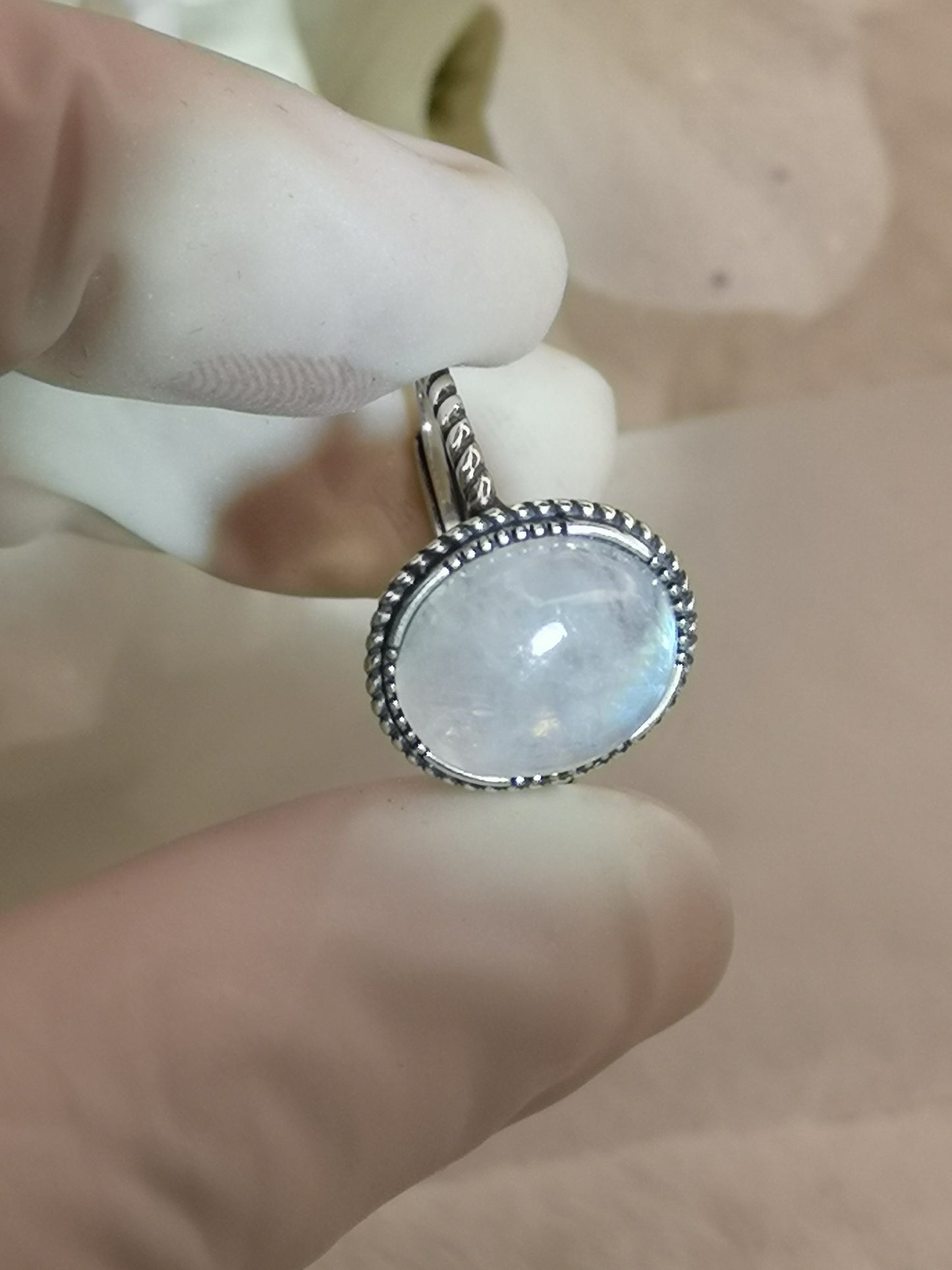 Moonstone 925 Silber Ring verstellbar Edelstein Schmuck