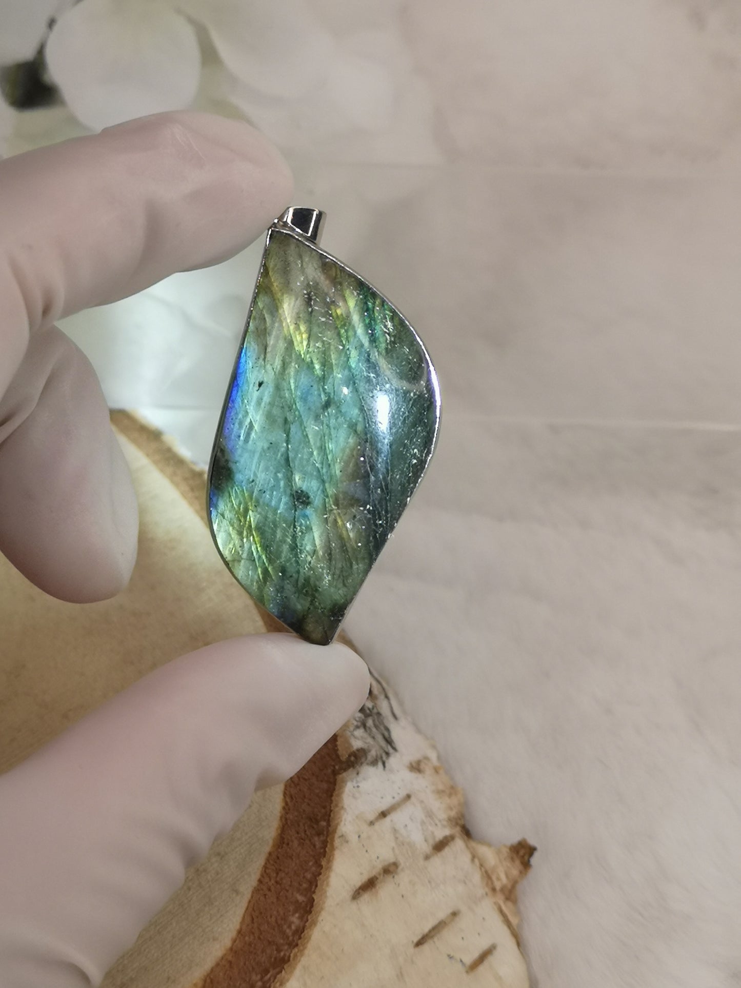Labradorite Edelstein Tropfen, Kupfer Ketten Anhänger