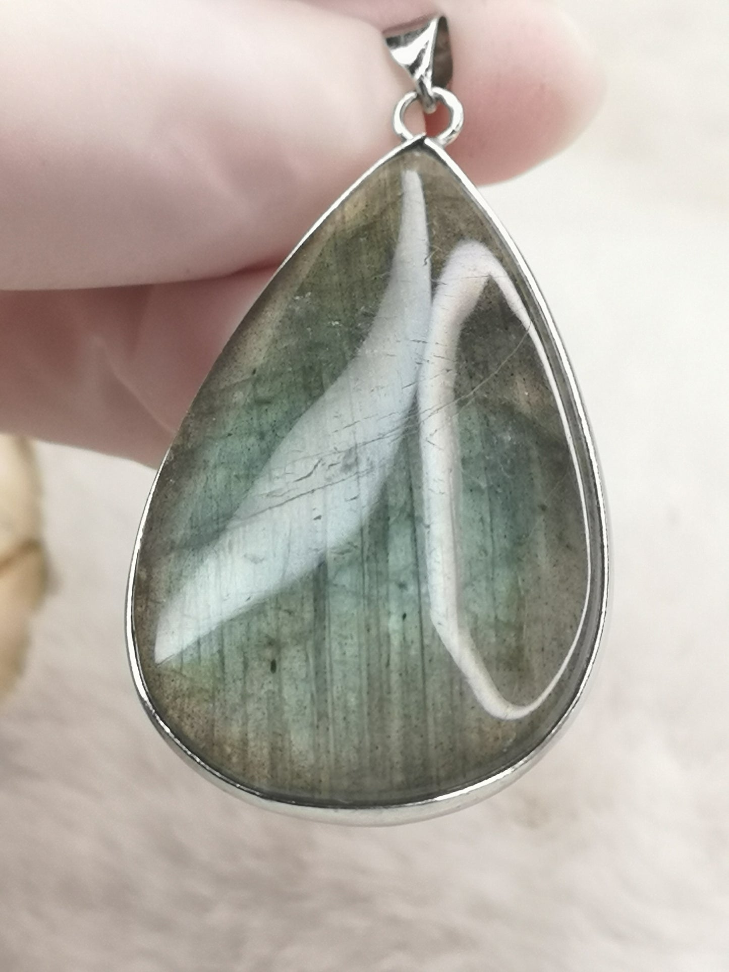 Labradorite Edelstein, 925 Silber Tropfen Ketten Anhänger