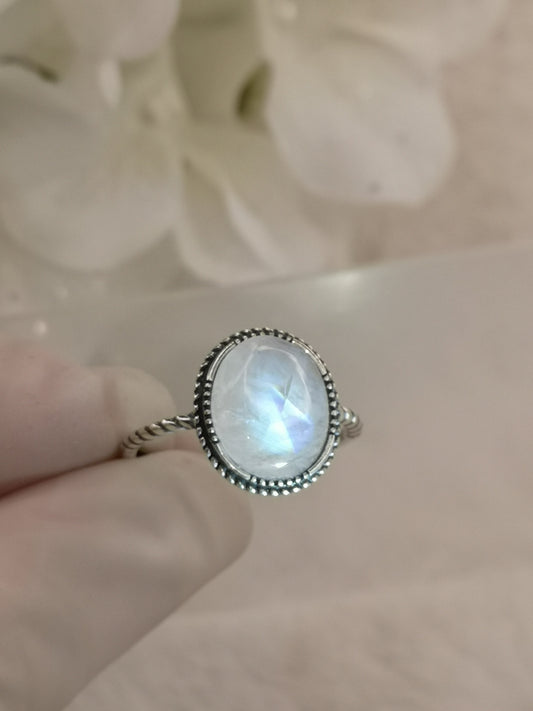 Moonstone 925 Silber Ring verstellbar Edelstein Schmuck