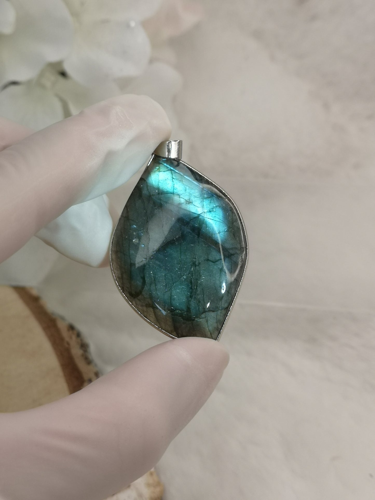 Labradorite Edelstein Tropfen, Kupfer Ketten Anhänger