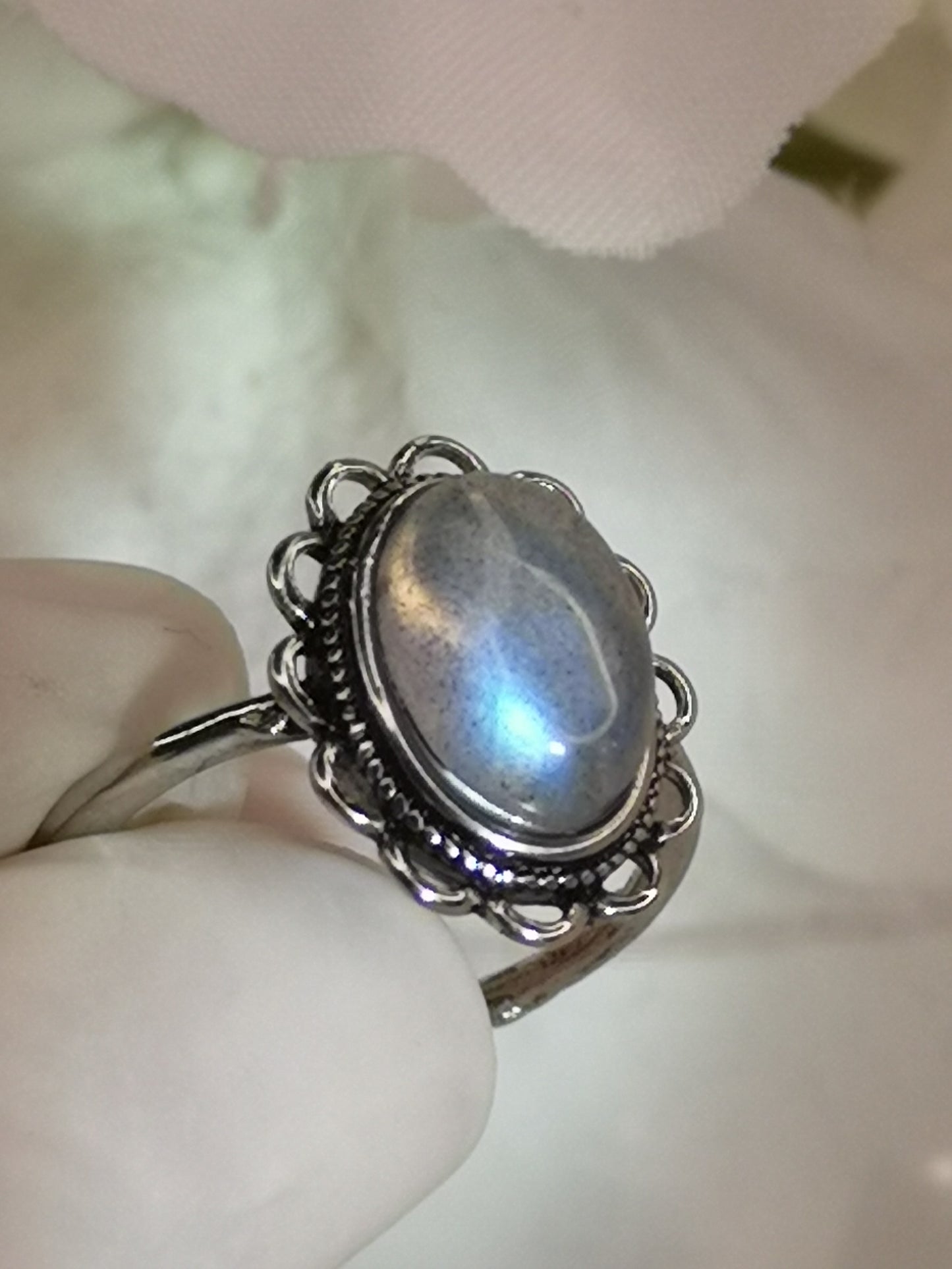 Labradorite Edelstein Kupfer Ring verstellbar